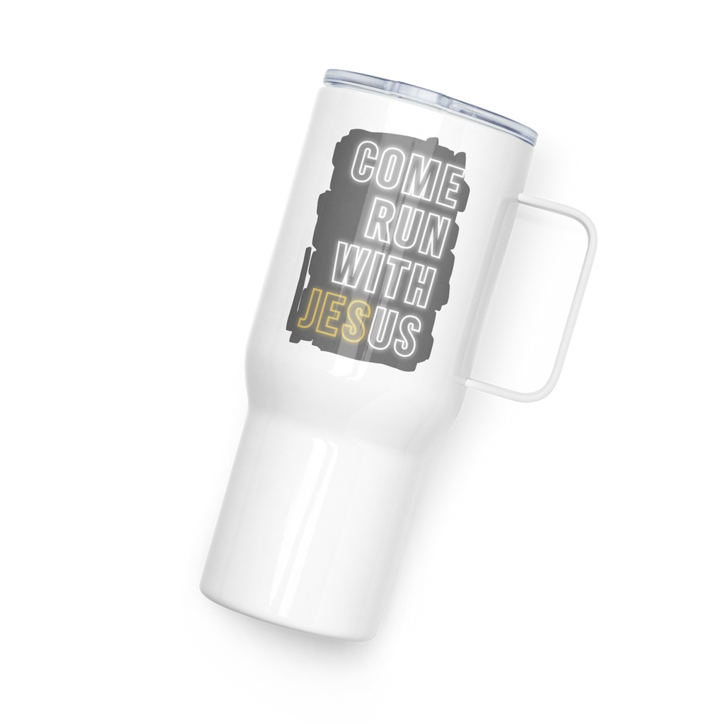 Come Run With Jesus Gold Travel Mug With Handle (25 oz / 40 oz)