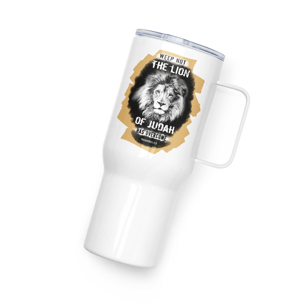 The Lion of Judah: Revelation 5:5 Travel Mug With Handle (25 oz / 40 oz)