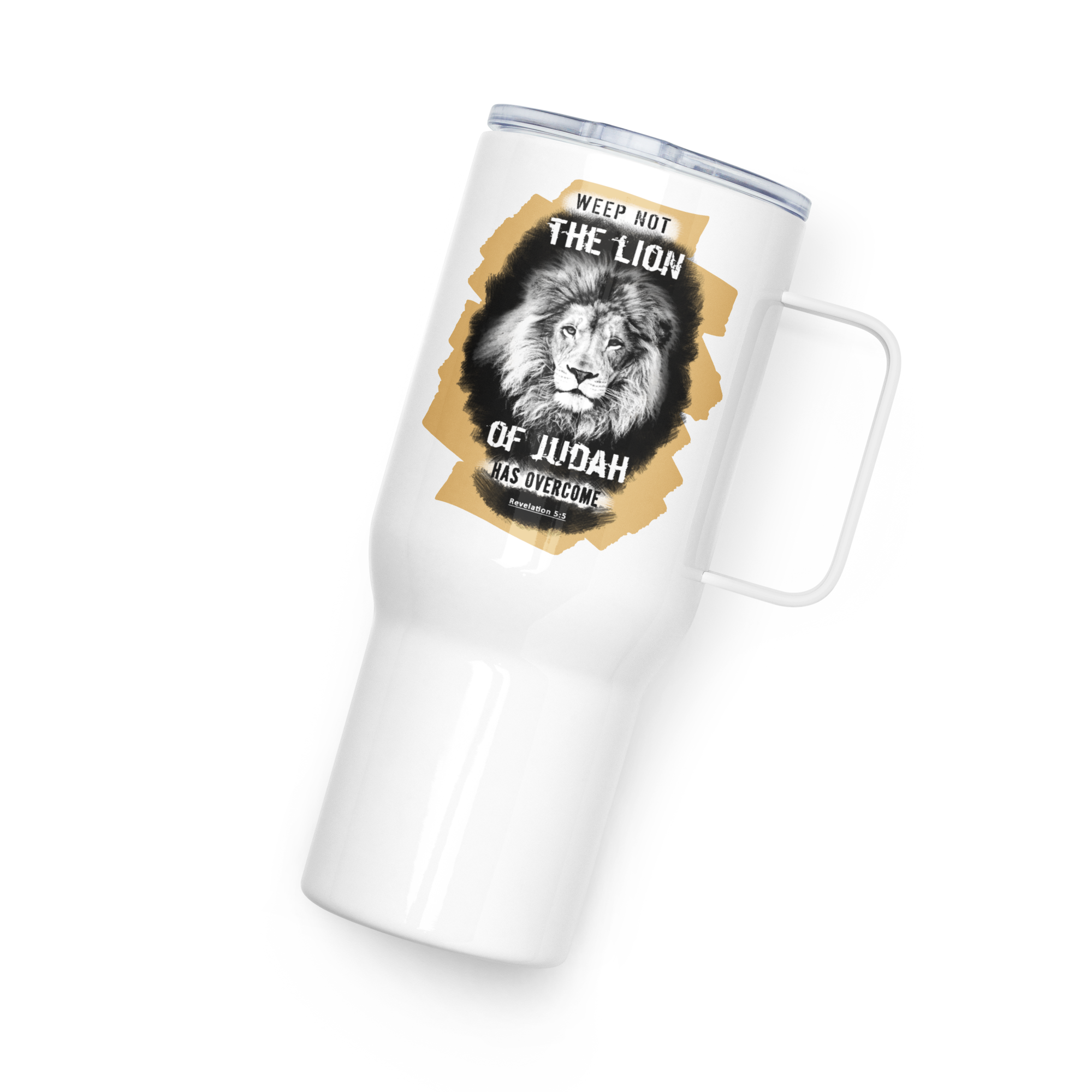 The Lion of Judah: Revelation 5:5 Travel Mug With Handle (25 oz / 40 oz)
