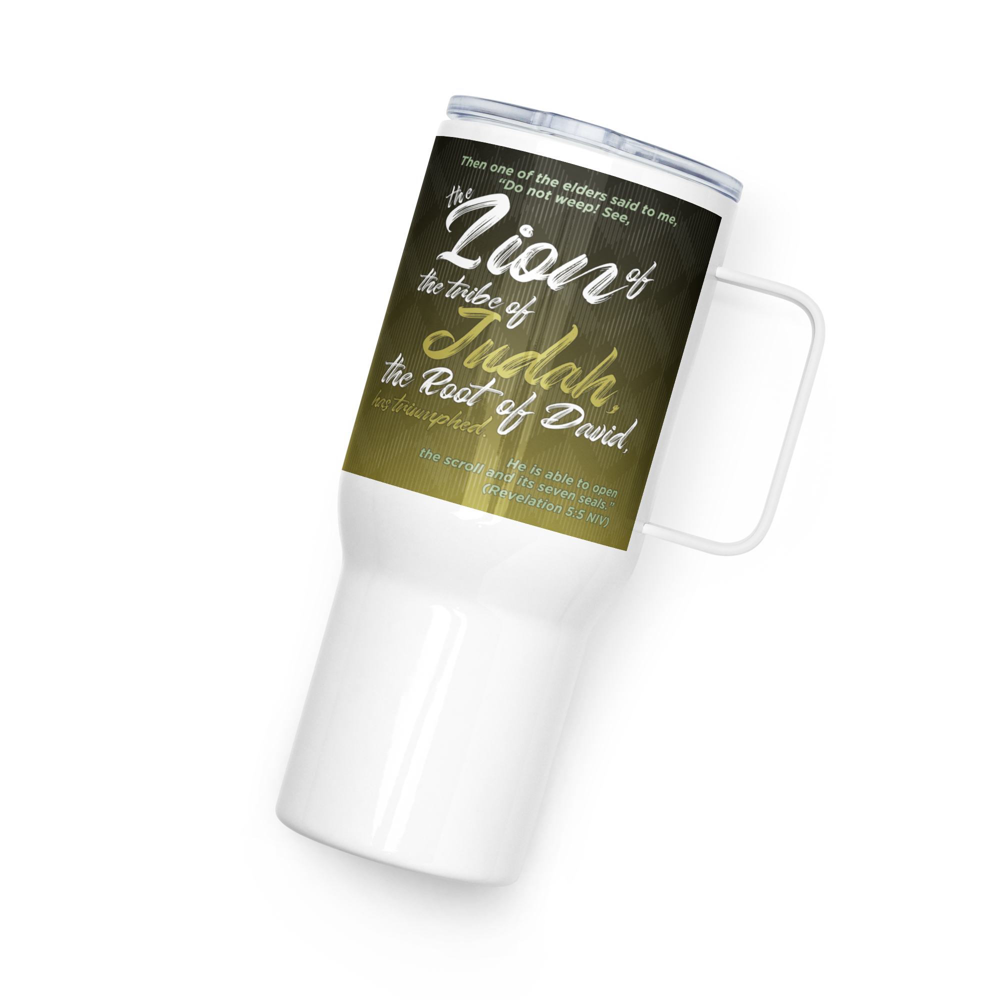 Lion of Judah & Root of David: Revelation 5:5 Travel Mug With Handle (25 oz / 40 oz)
