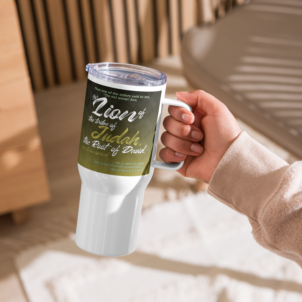Lion of Judah & Root of David: Revelation 5:5 Travel Mug With Handle (25 oz / 40 oz)