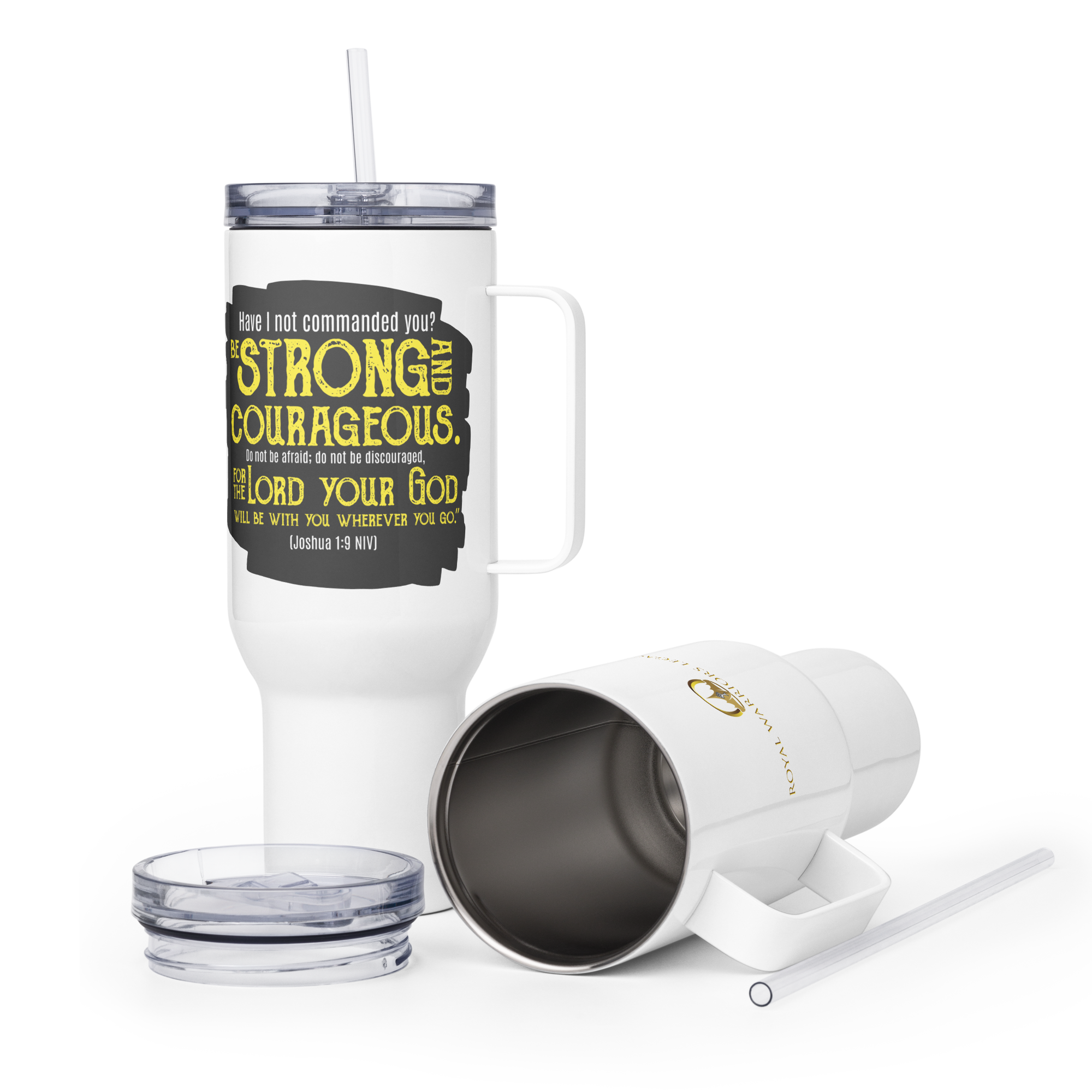 Be Strong & Courageous: Joshua 1:9 Travel Mug With Handle (25 oz / 40 oz)