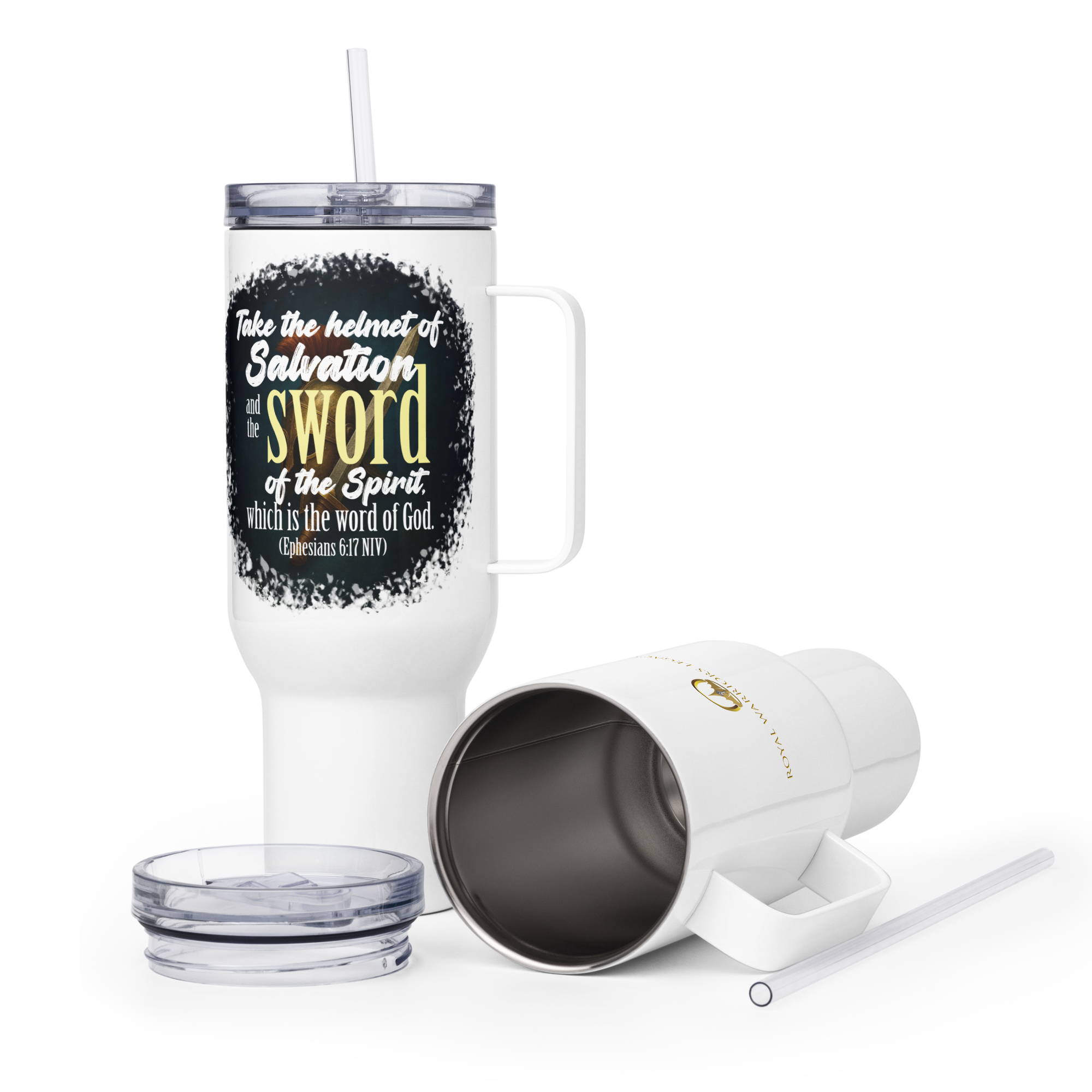 Sword & Salvation: Ephesians 6:17 Travel Mug With Handle (25 oz / 40 oz)