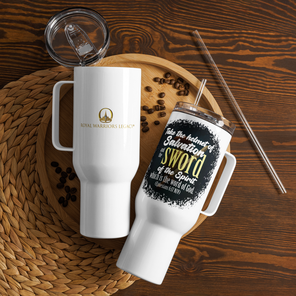 Sword & Salvation: Ephesians 6:17 Travel Mug With Handle (25 oz / 40 oz)