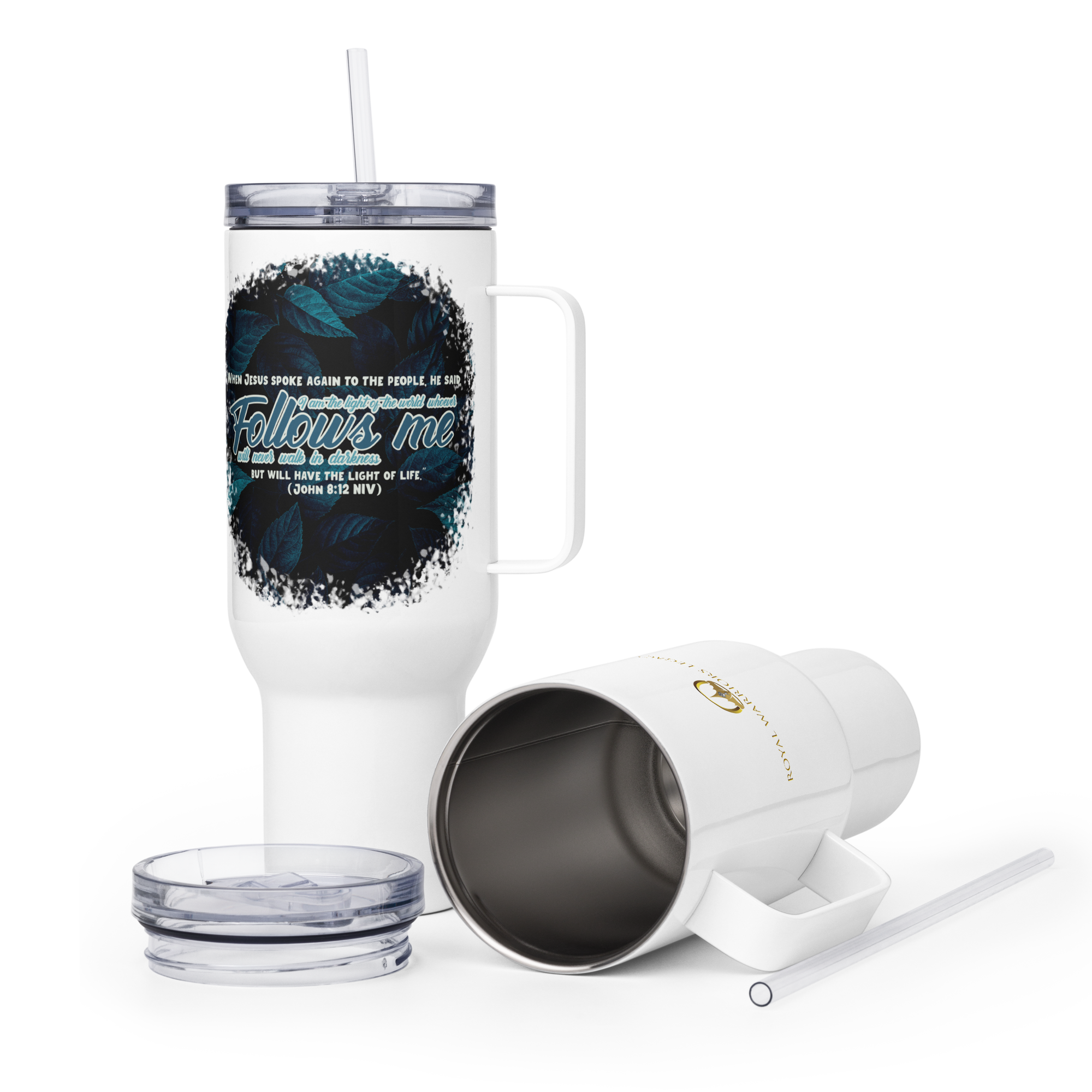 Light Of The World: John 8:12 Travel Mug With Handle (25 oz / 40 oz)