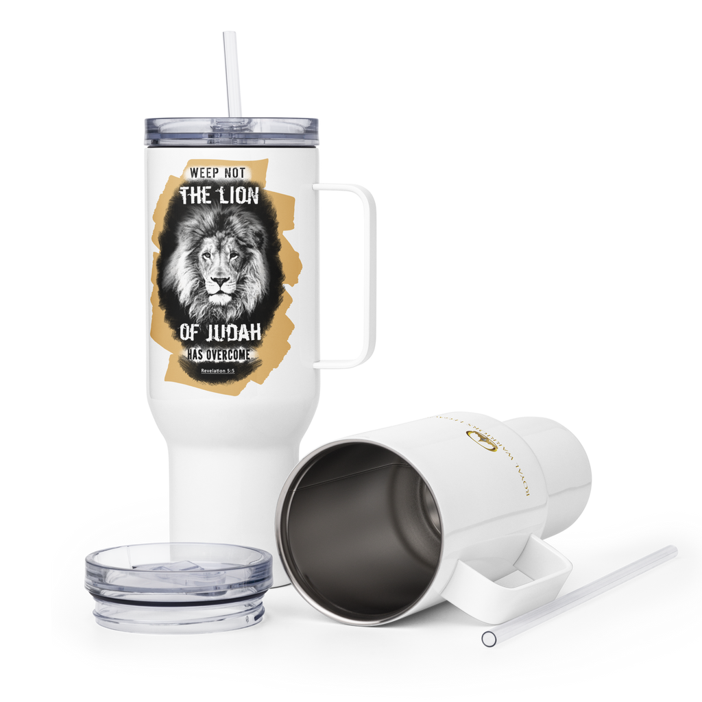 The Lion of Judah: Revelation 5:5 Travel Mug With Handle (25 oz / 40 oz)