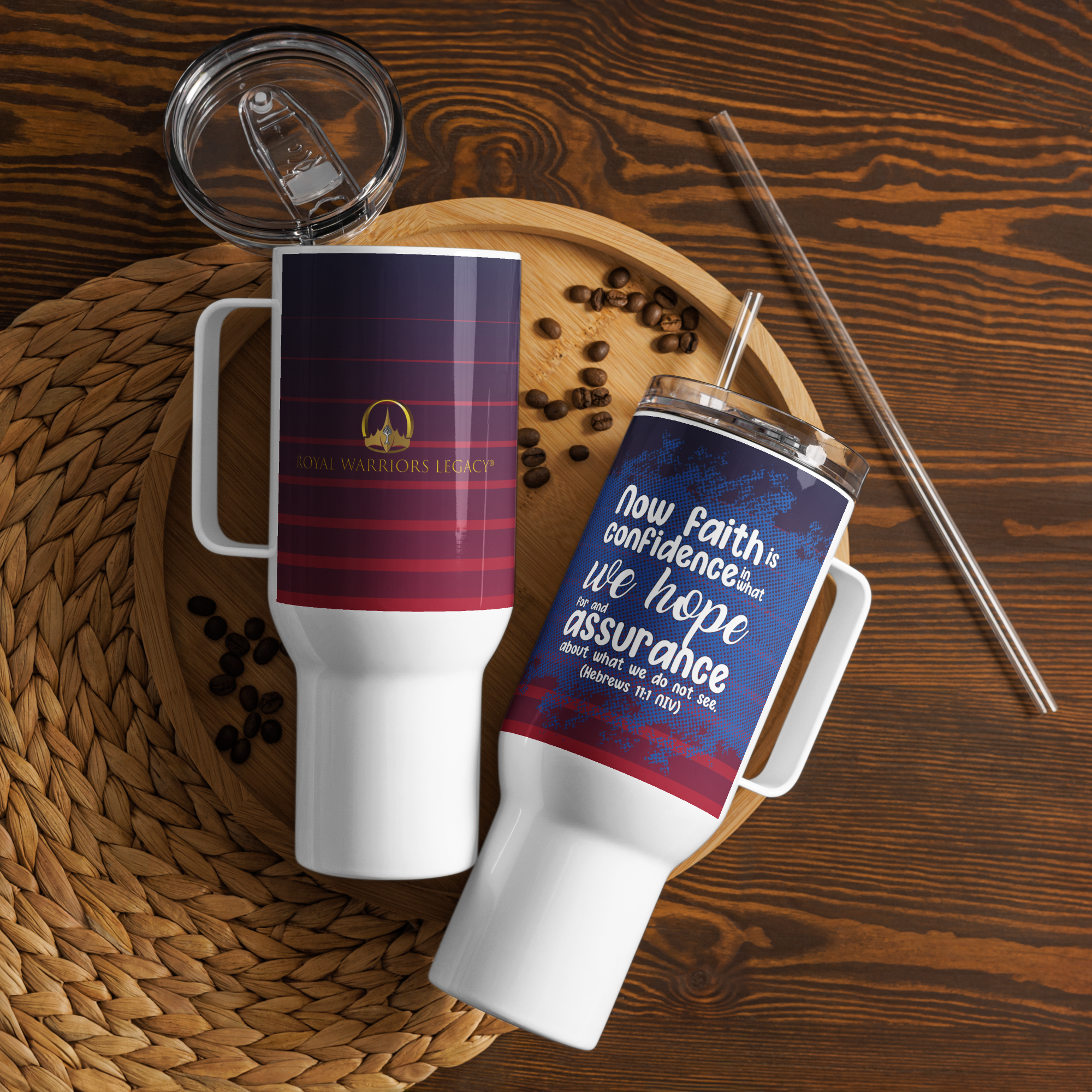 Faith & Hope: Hebrews 11:1 Travel Mug With Handle (25 oz / 40 oz)