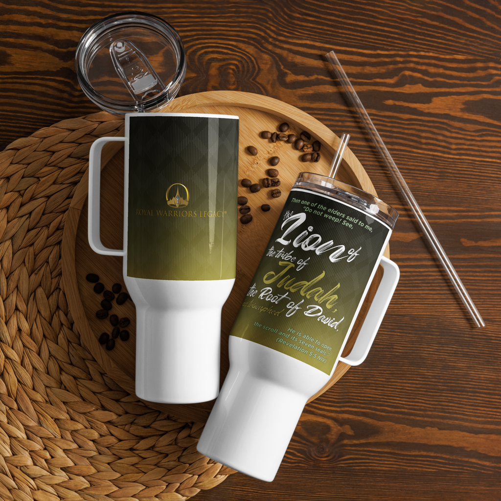 Lion of Judah & Root of David: Revelation 5:5 Travel Mug With Handle (25 oz / 40 oz)