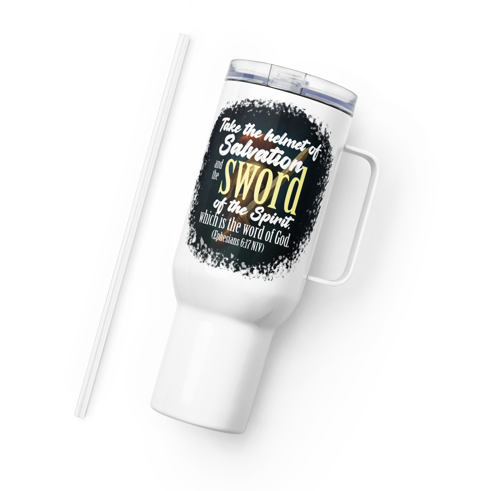 Sword & Salvation: Ephesians 6:17 Travel Mug With Handle (25 oz / 40 oz)