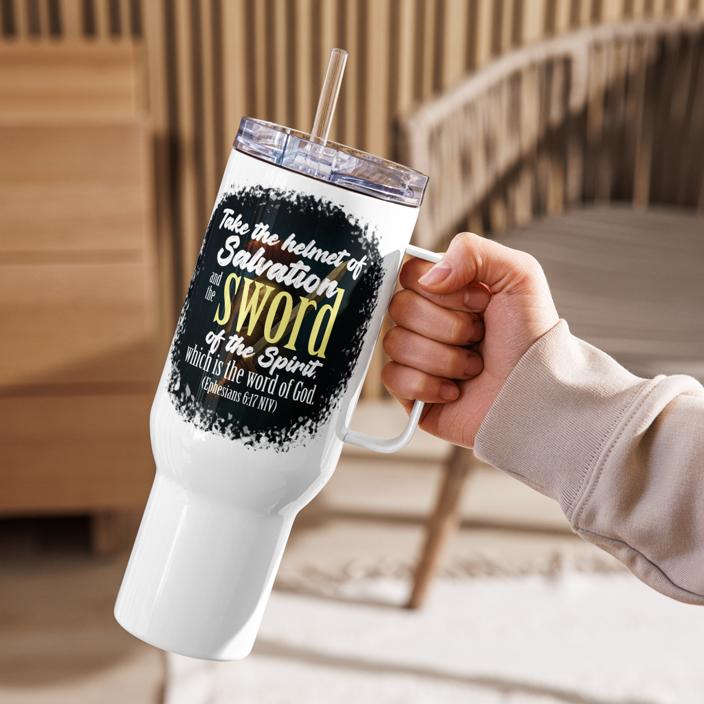 Sword & Salvation: Ephesians 6:17 Travel Mug With Handle (25 oz / 40 oz)