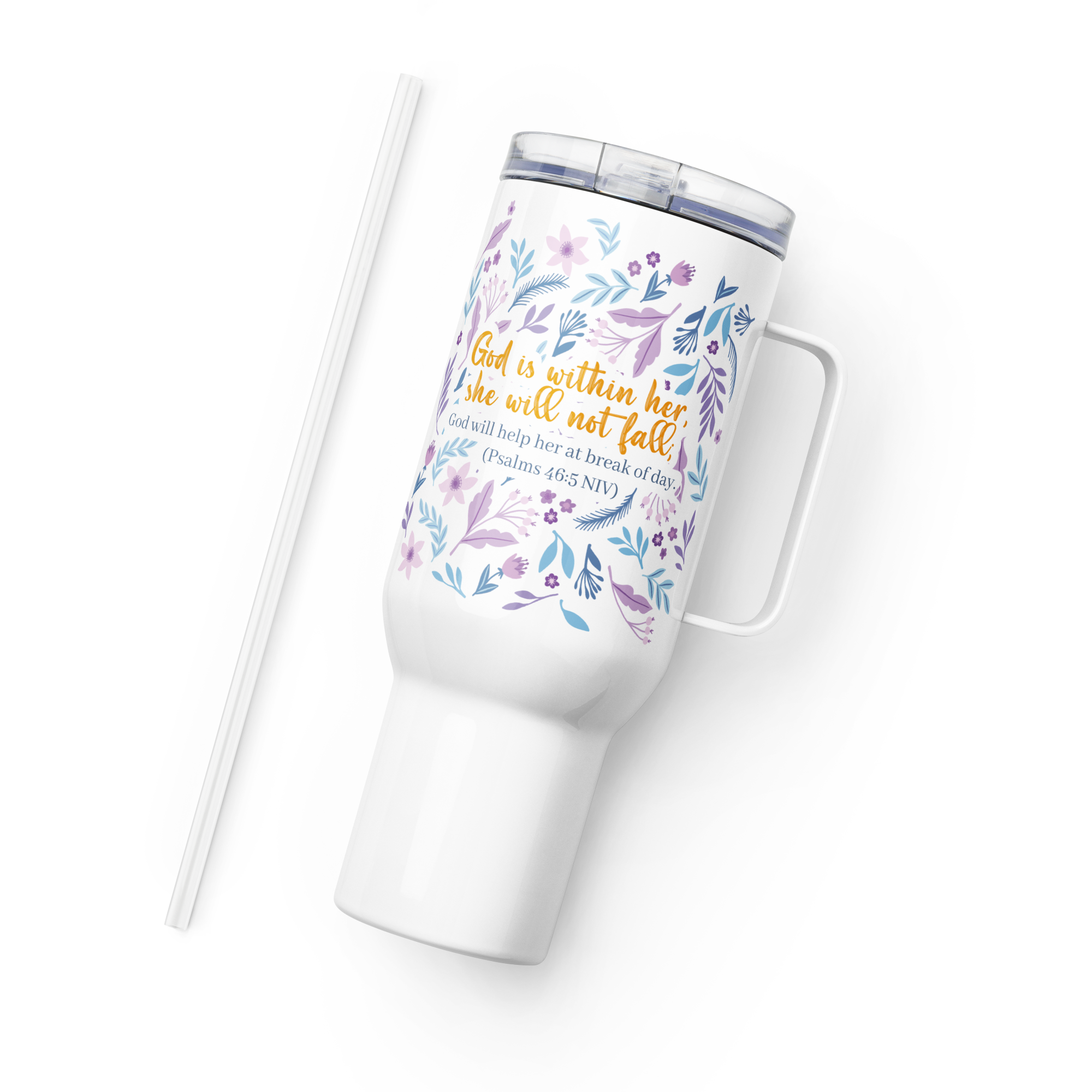 Unshakeable Faith: Psalms 46:5 Travel Mug With Handle (25 oz / 40 oz)