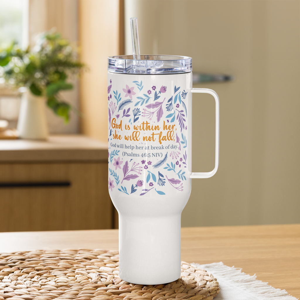 Unshakeable Faith: Psalms 46:5 Travel Mug With Handle (25 oz / 40 oz)
