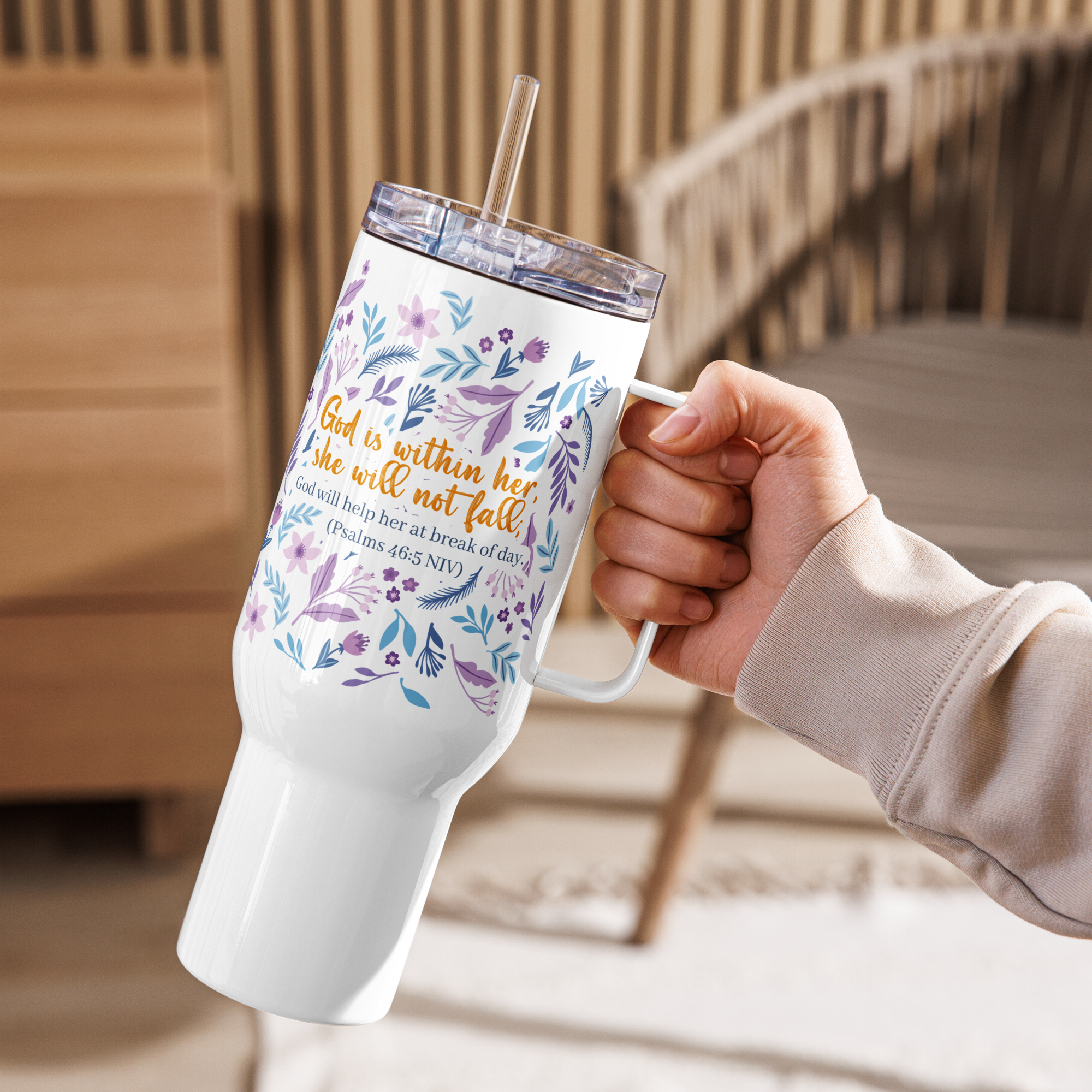 Unshakeable Faith: Psalms 46:5 Travel Mug With Handle (25 oz / 40 oz)