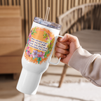 Grace & Peace Blooms: 2 Corinthians 1:2 Travel Mug With Handle (25 oz / 40 oz)