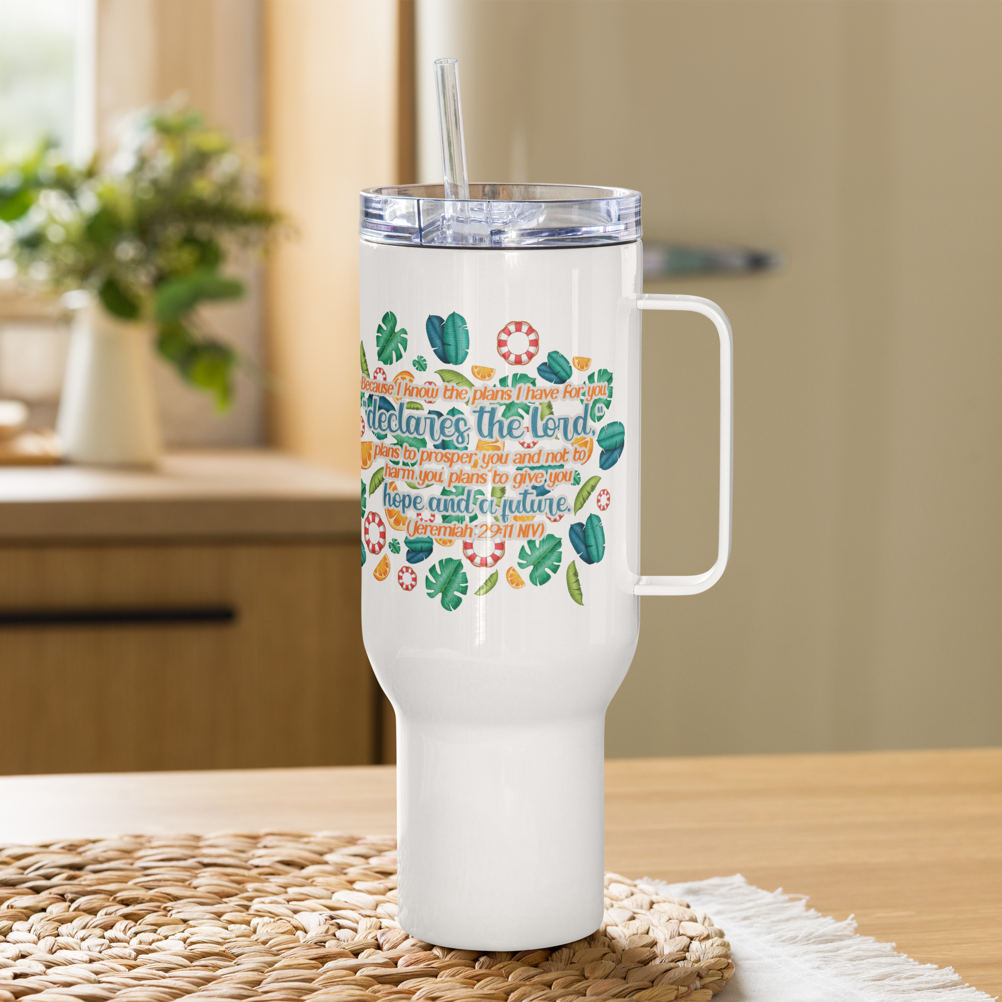 Hope & Future: Jeremiah 29:11 Travel Mug With Handle (25 oz / 40 oz)
