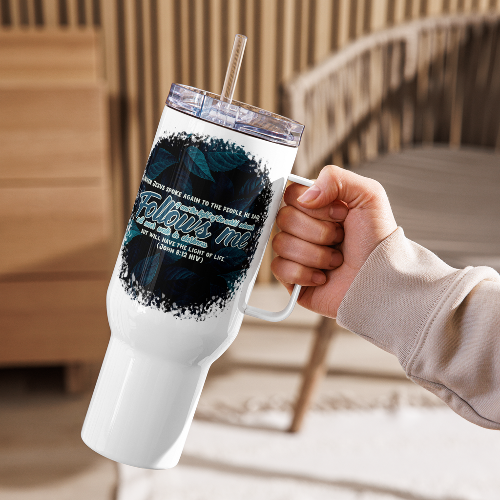 Light Of The World: John 8:12 Travel Mug With Handle (25 oz / 40 oz)