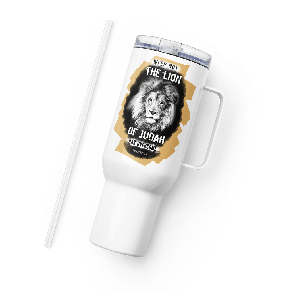 The Lion of Judah: Revelation 5:5 Travel Mug With Handle (25 oz / 40 oz)