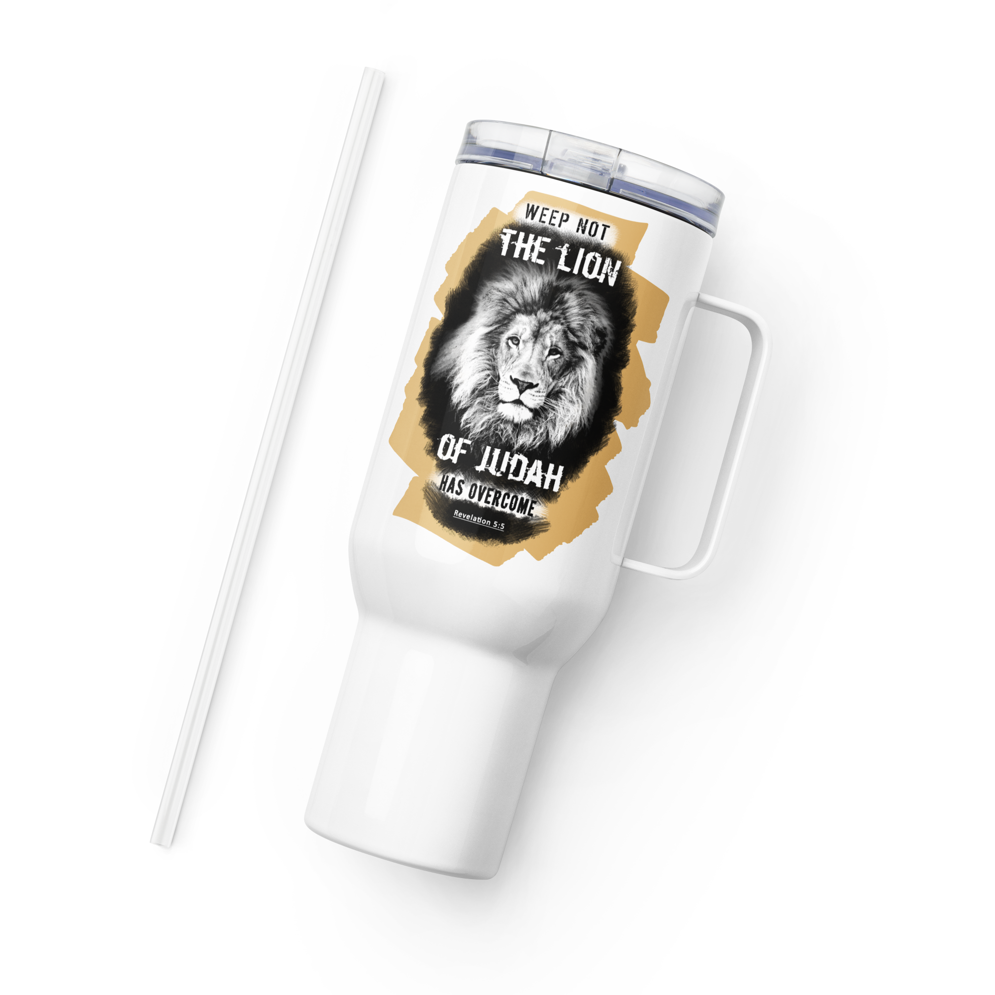 The Lion of Judah: Revelation 5:5 Travel Mug With Handle (25 oz / 40 oz)