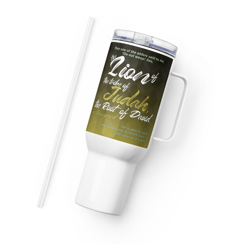 Lion of Judah & Root of David: Revelation 5:5 Travel Mug With Handle (25 oz / 40 oz)