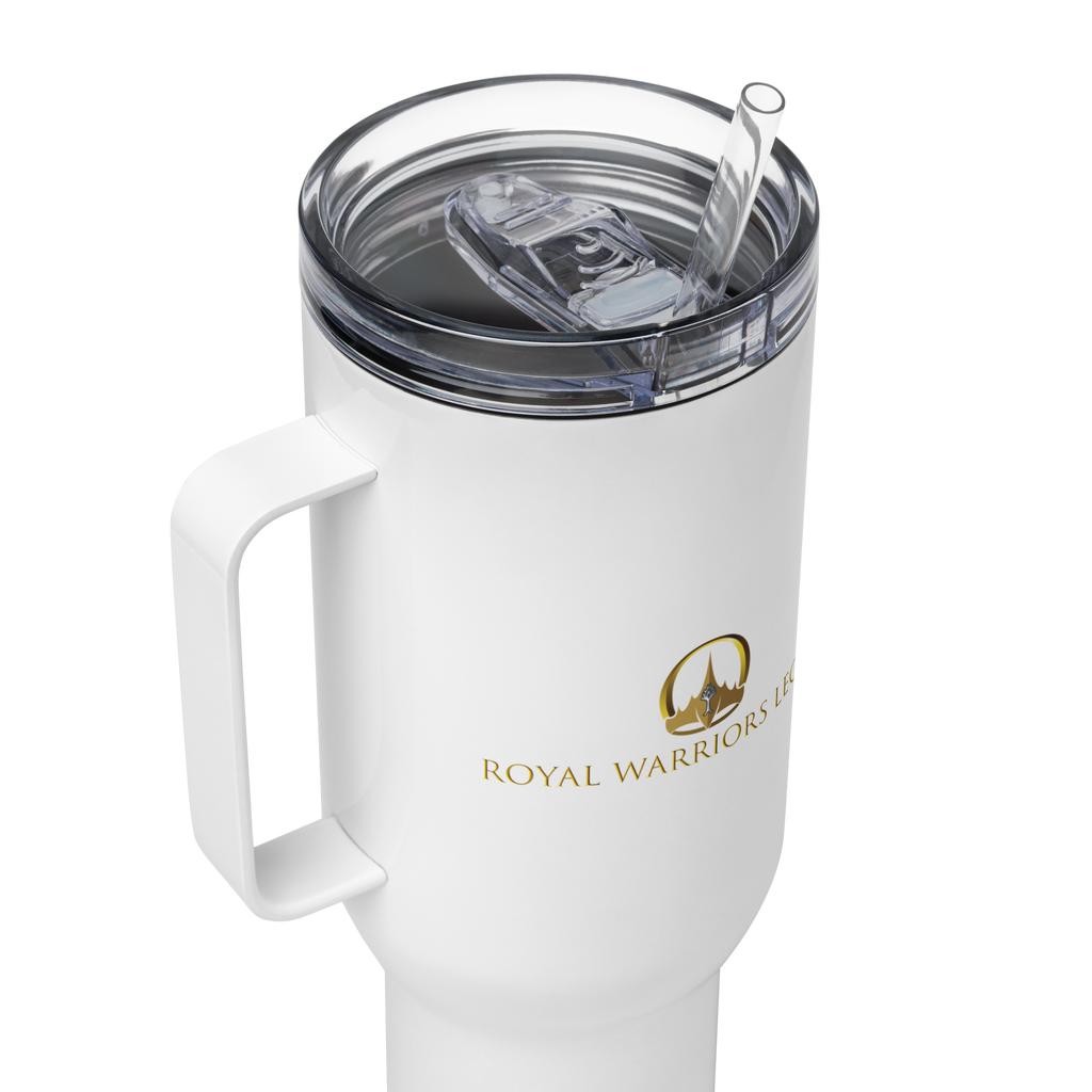 Rejoice in His Love: Zephaniah 3:17 Travel Mug With Handle (25 oz / 40 oz)