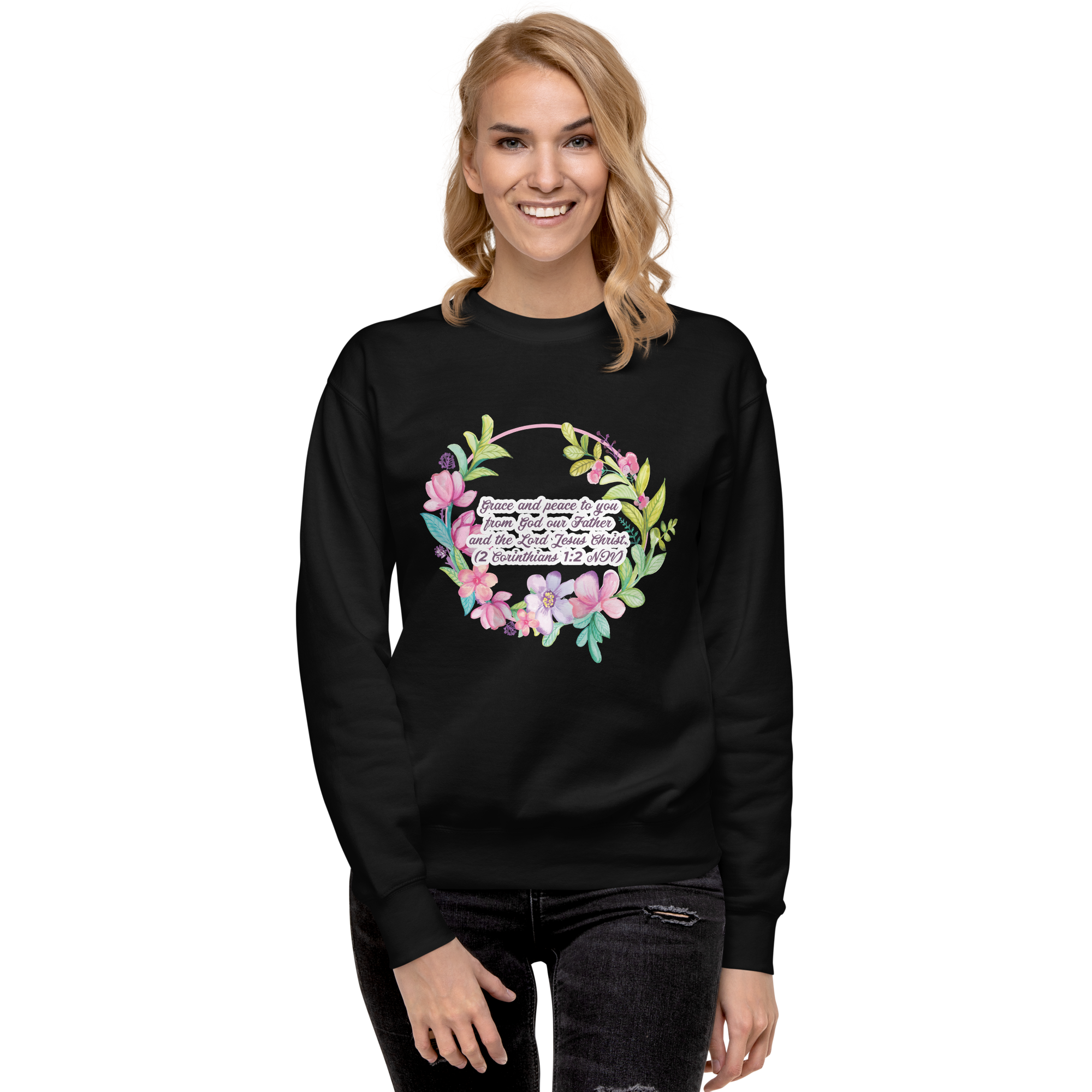Grace & Peace Blooms: 2 Corinthians 1:2 Unisex Premium Sweatshirt