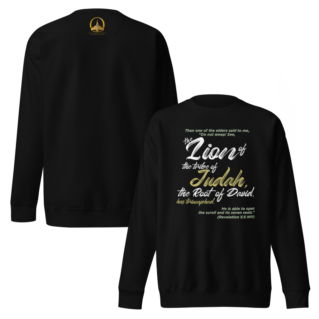 Lion of Judah & Root of David: Revelation 5:5 Unisex Premium Sweatshirt