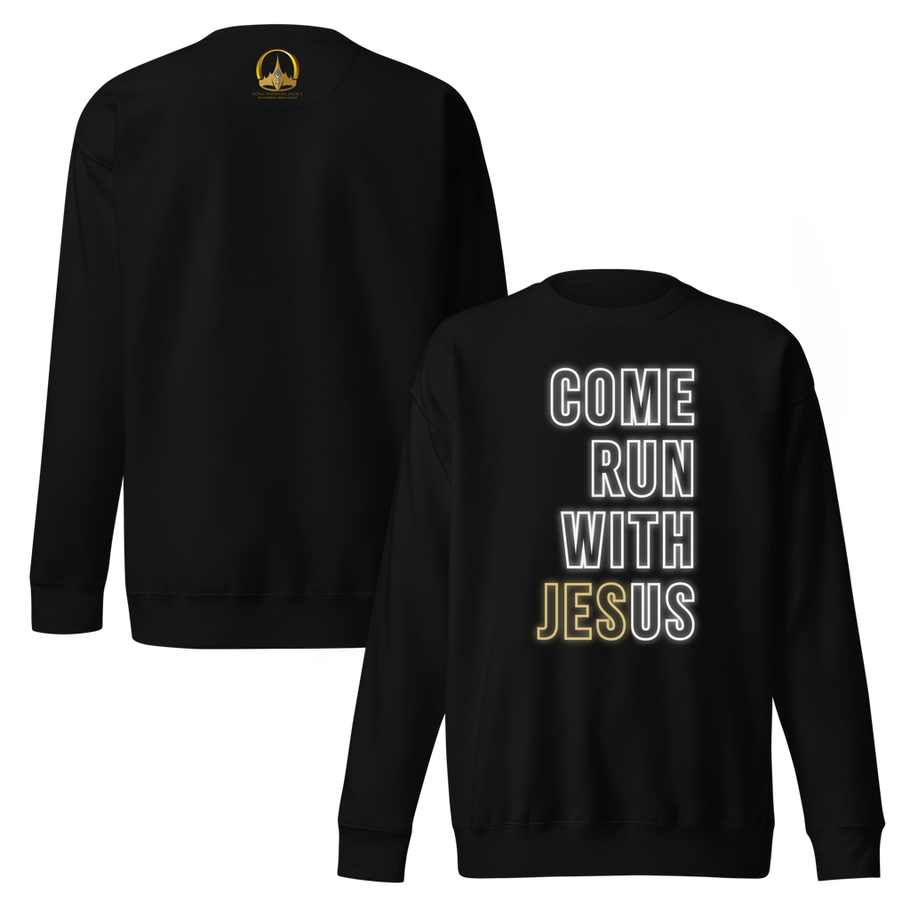 Come Run With Jesus Gold Unisex Premium Sweatshirt