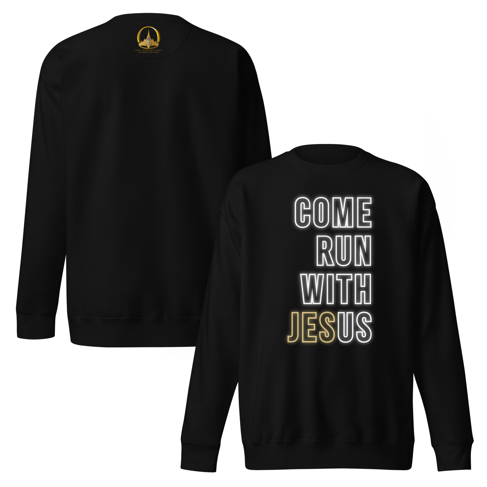 Come Run With Jesus Gold Unisex Premium Sweatshirt