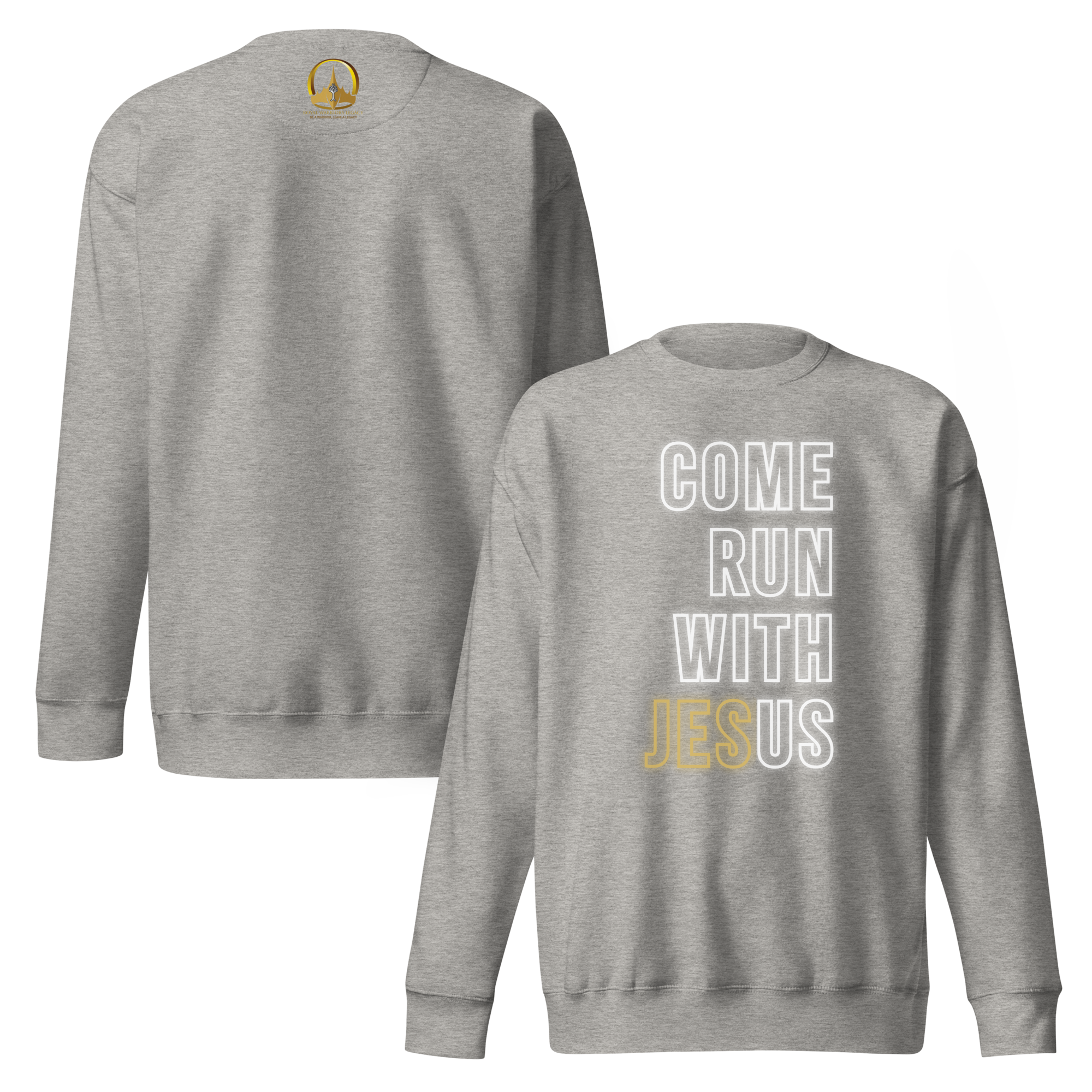 Come Run With Jesus Gold Unisex Premium Sweatshirt