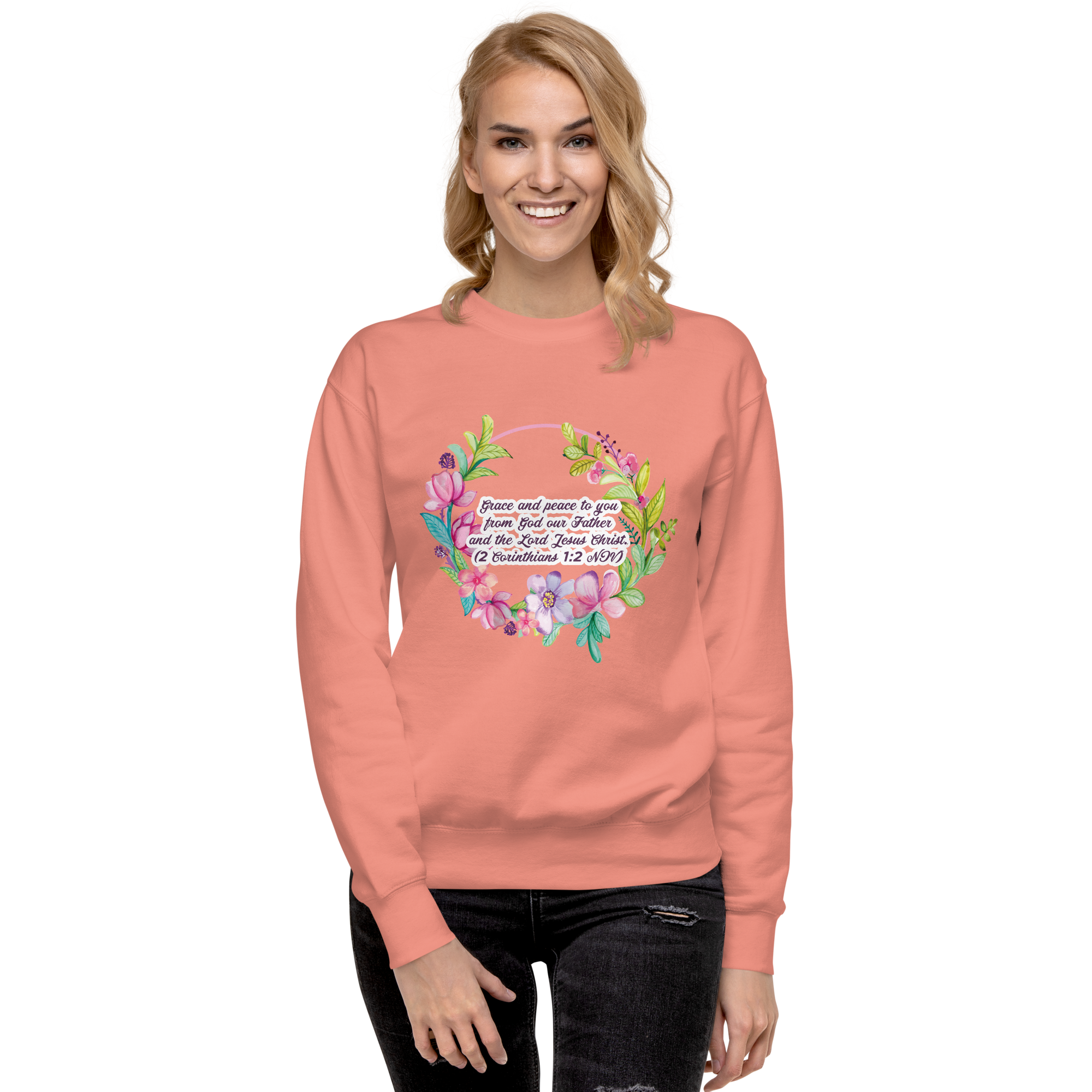 Grace & Peace Blooms: 2 Corinthians 1:2 Unisex Premium Sweatshirt