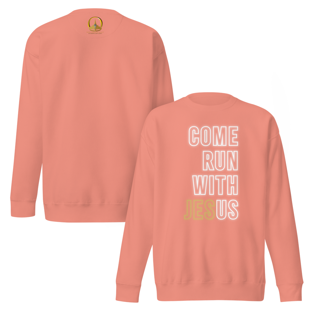 Come Run With Jesus Gold Unisex Premium Sweatshirt