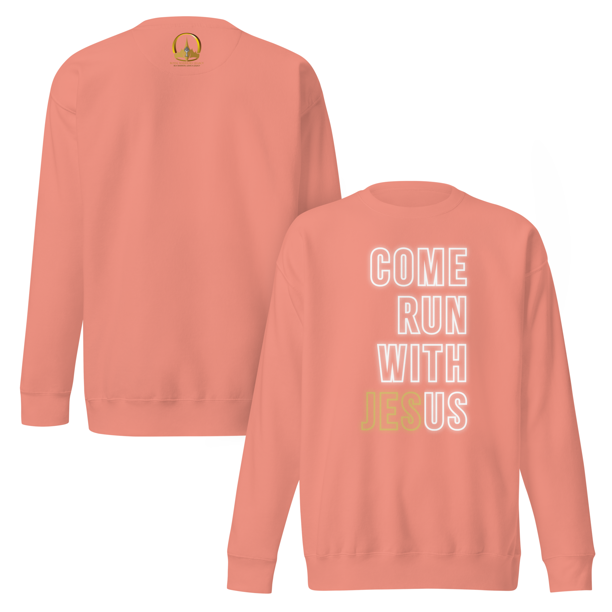 Come Run With Jesus Gold Unisex Premium Sweatshirt