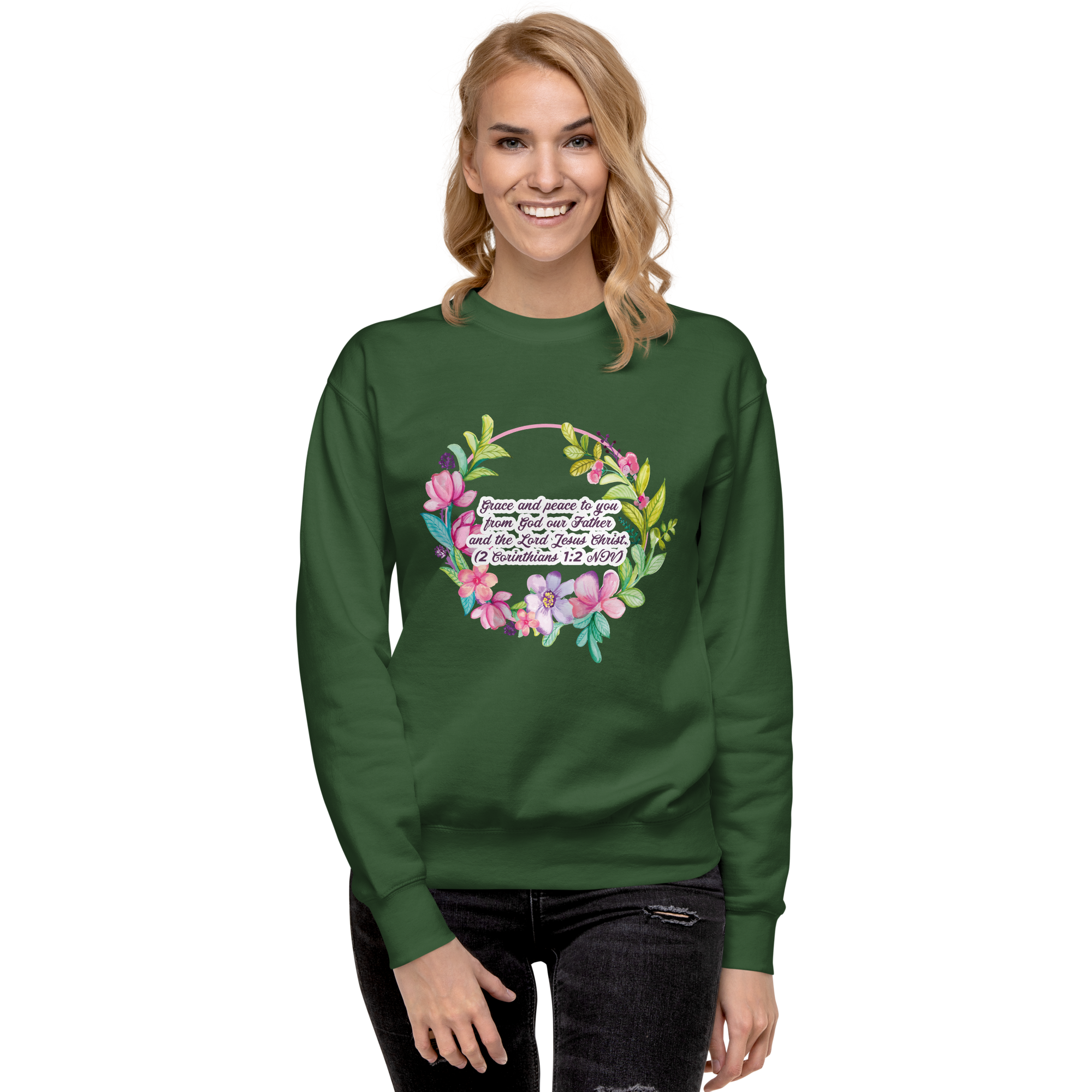 Grace & Peace Blooms: 2 Corinthians 1:2 Unisex Premium Sweatshirt