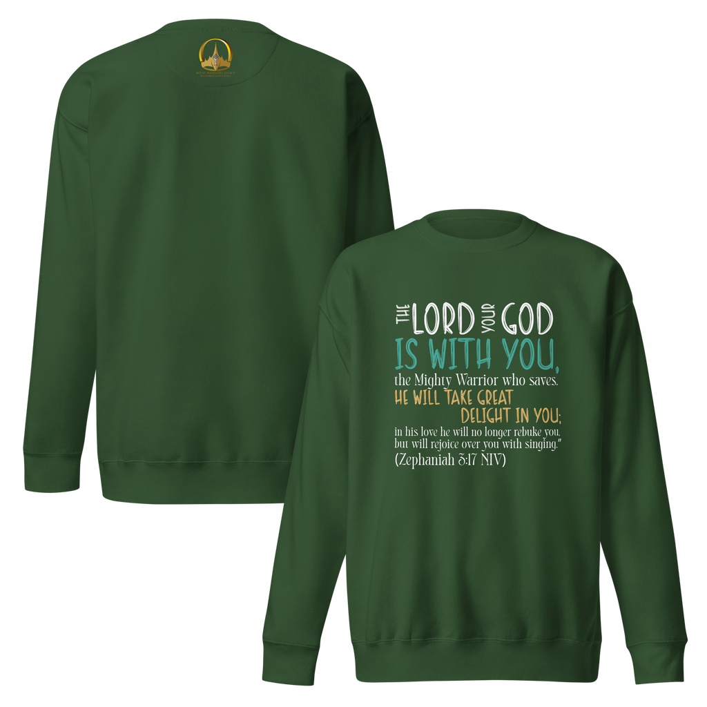 Rejoice in His Love: Zephaniah 3:17 Unisex Premium Sweatshirt