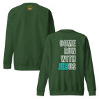 Come Run With Jesus Neon Blue Unisex Premium Sweatshirt