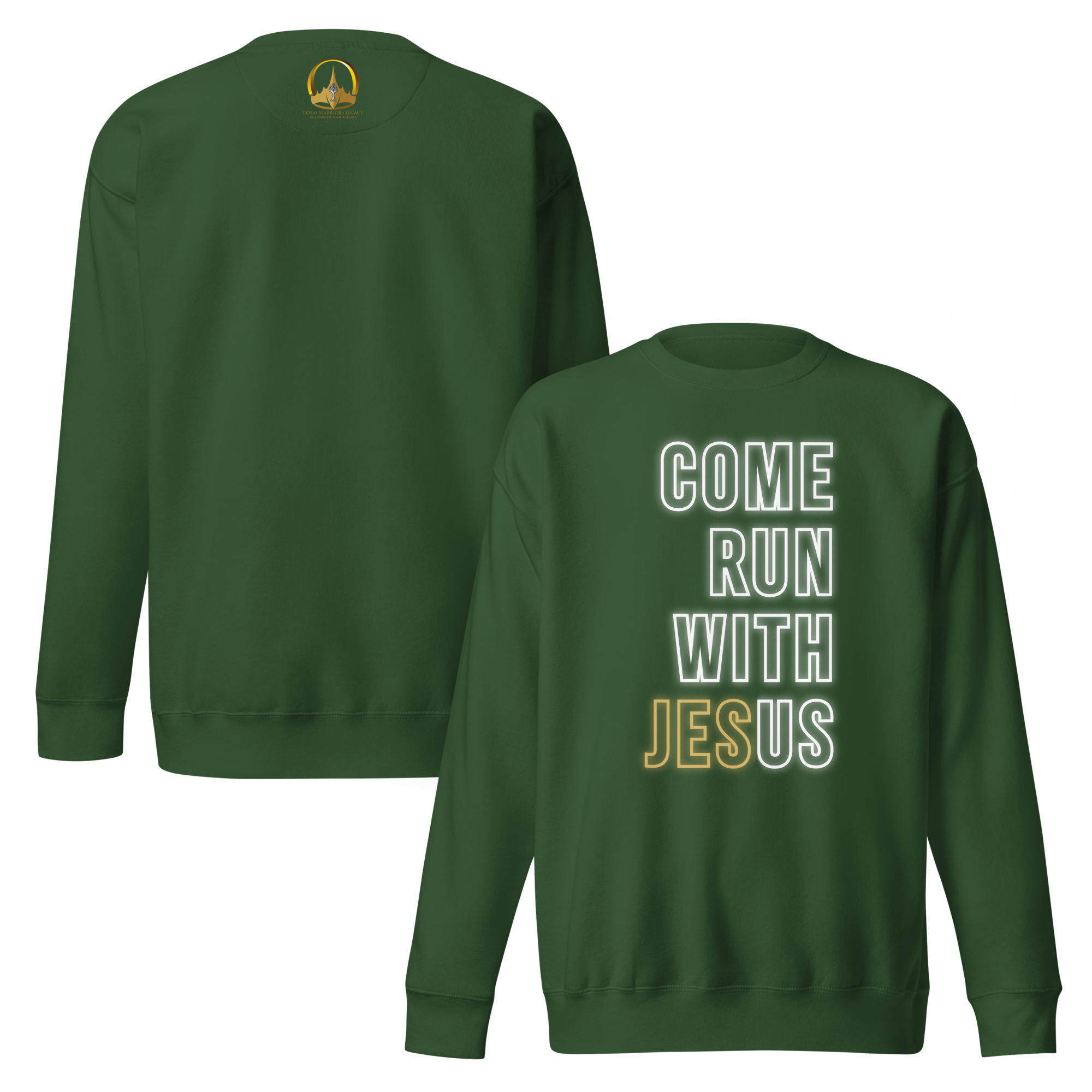Come Run With Jesus Gold Unisex Premium Sweatshirt
