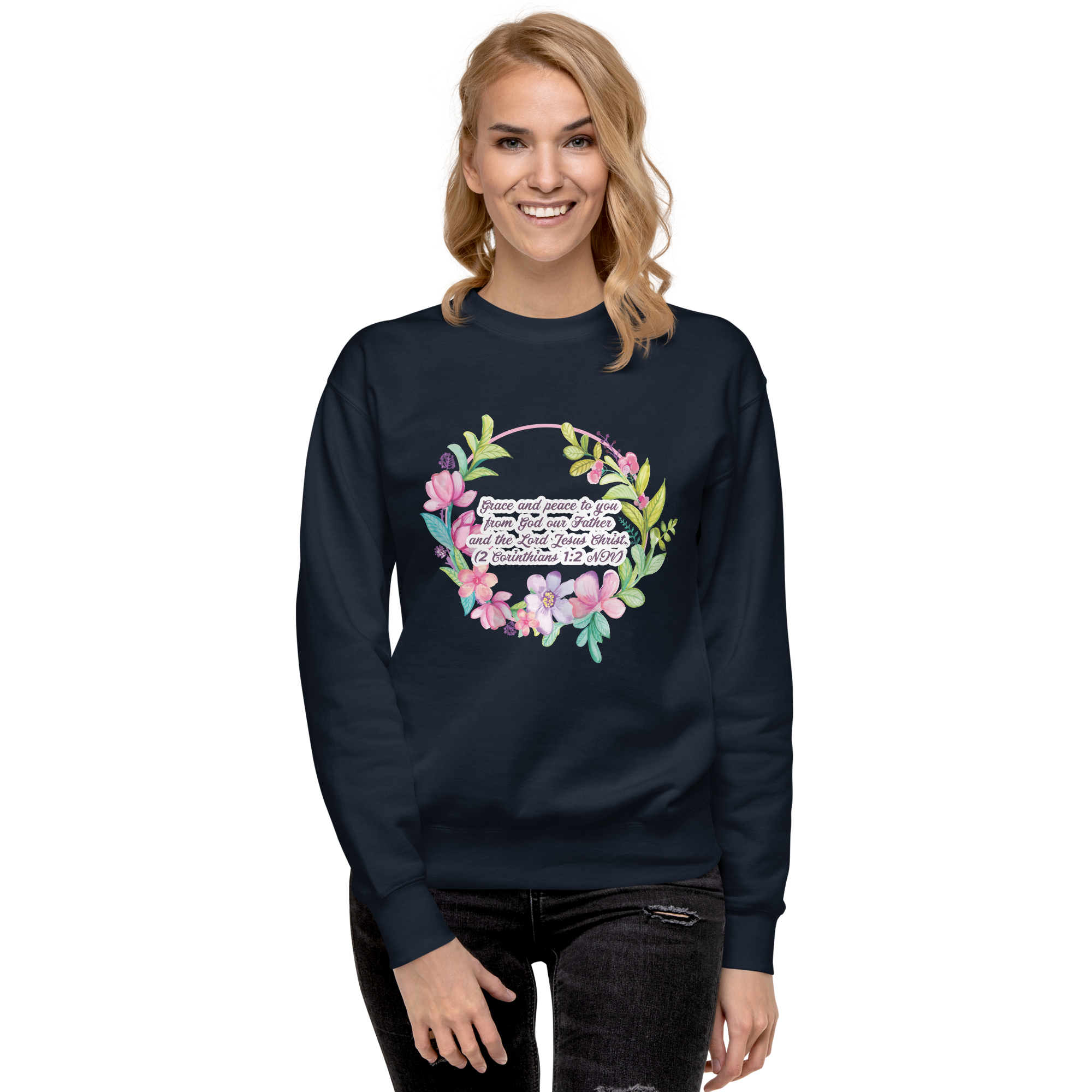 Grace & Peace Blooms: 2 Corinthians 1:2 Unisex Premium Sweatshirt
