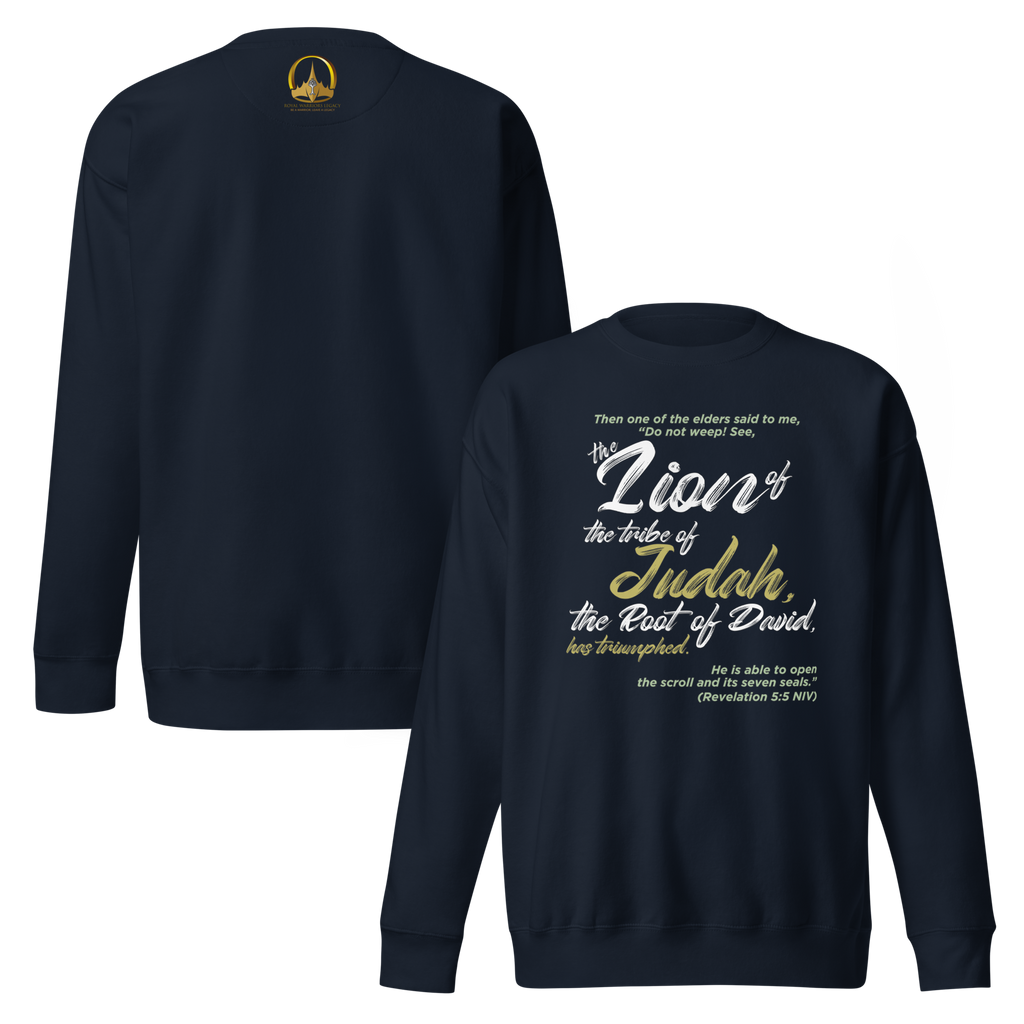 Lion of Judah & Root of David: Revelation 5:5 Unisex Premium Sweatshirt