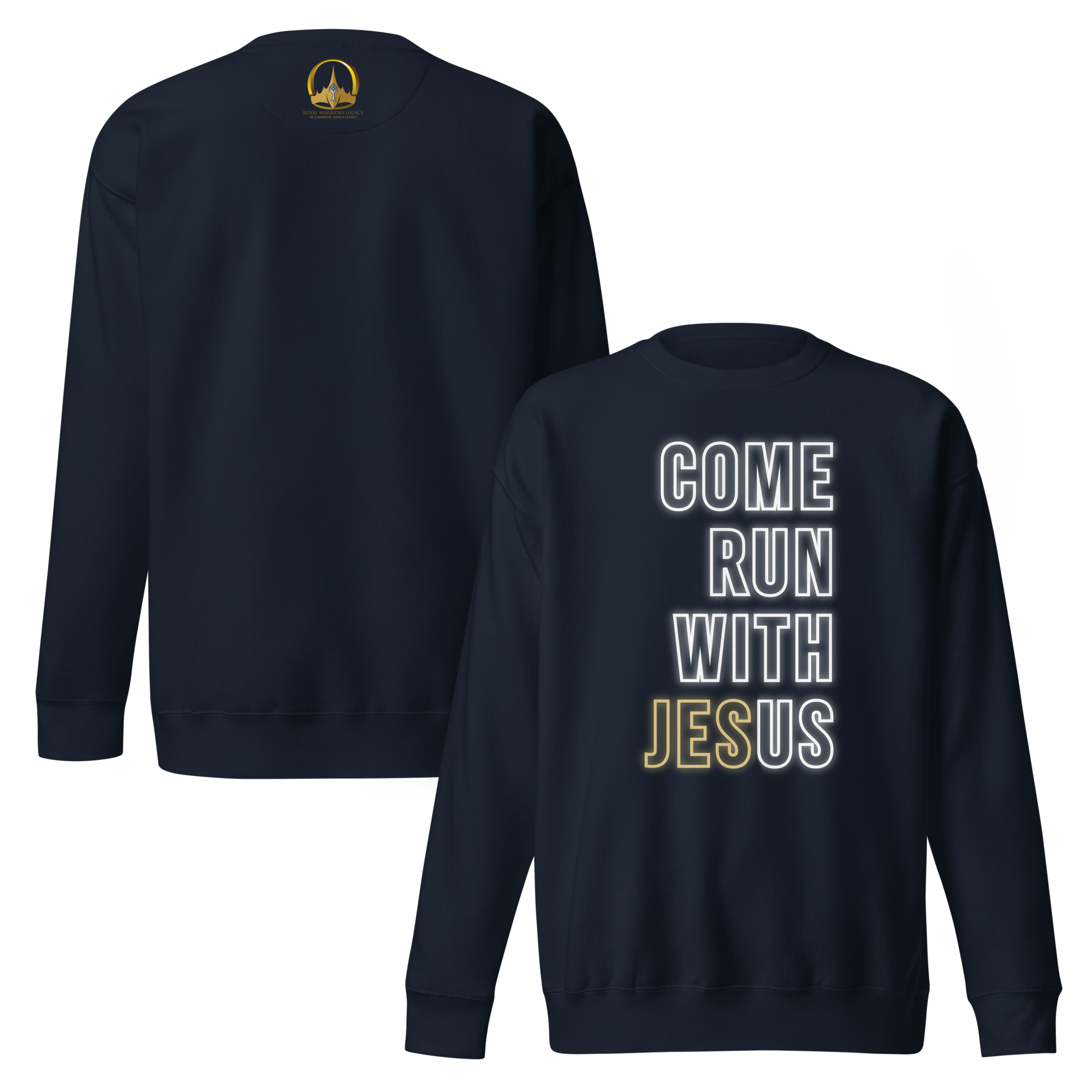 Come Run With Jesus Gold Unisex Premium Sweatshirt
