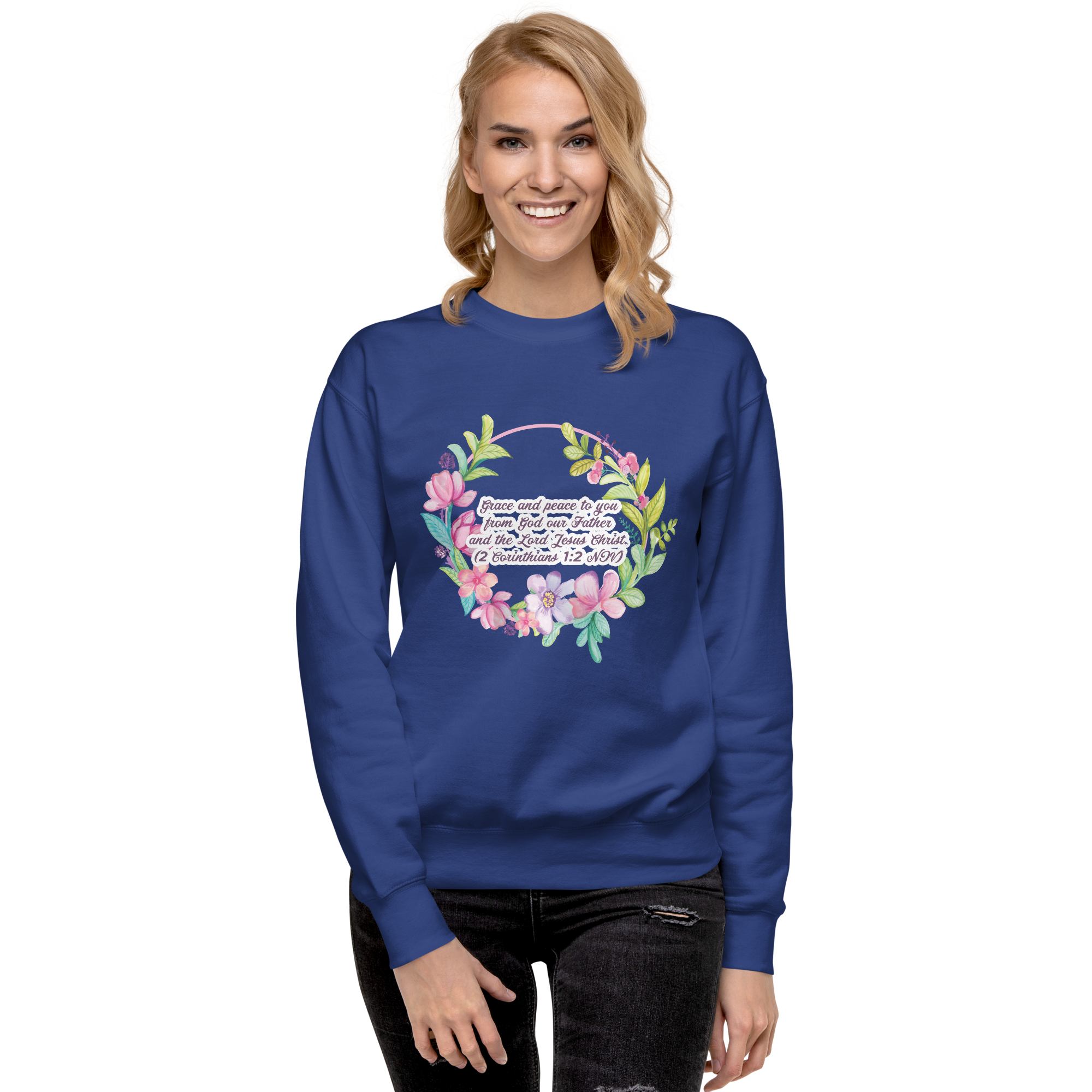 Grace & Peace Blooms: 2 Corinthians 1:2 Unisex Premium Sweatshirt