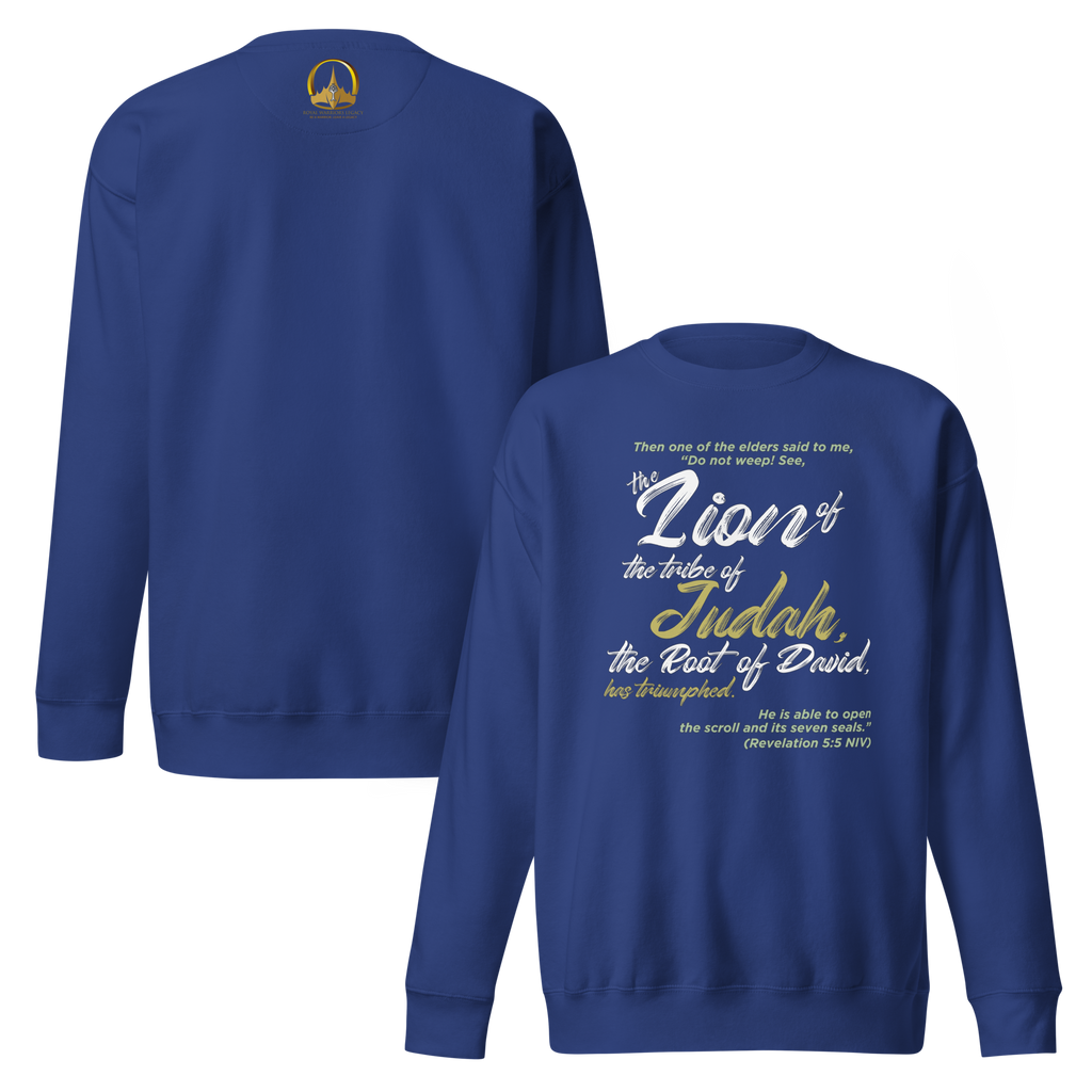 Lion of Judah & Root of David: Revelation 5:5 Unisex Premium Sweatshirt