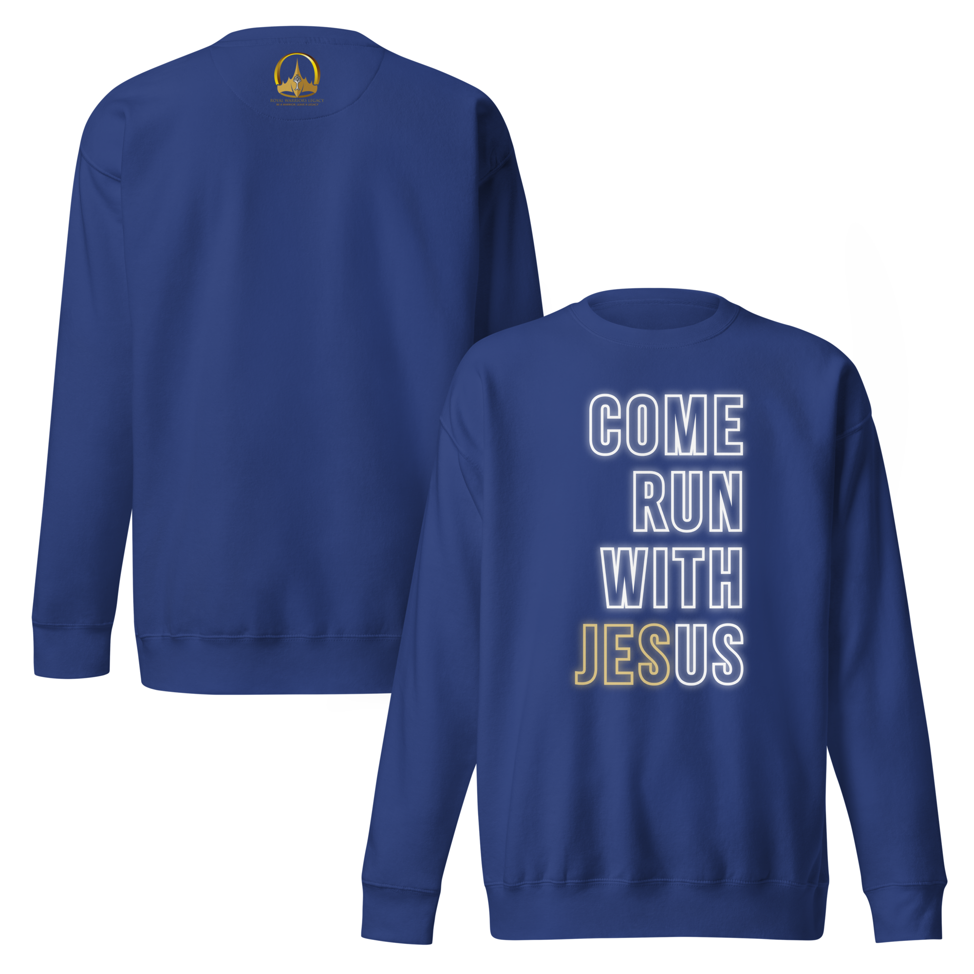 Come Run With Jesus Gold Unisex Premium Sweatshirt