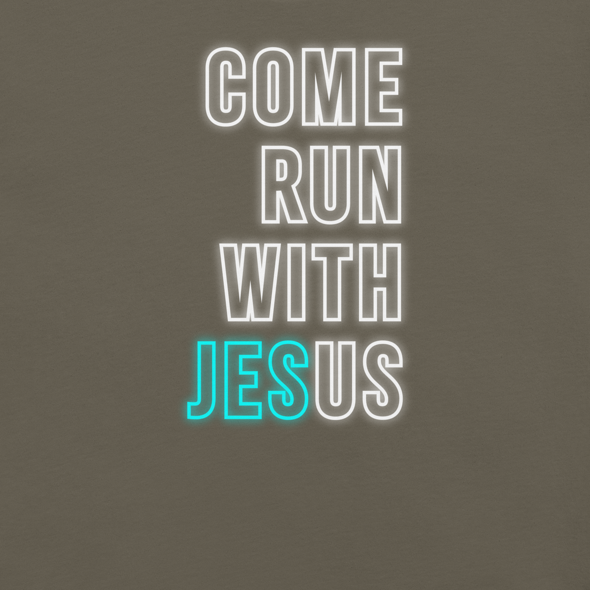 Come Run With Jesus Neon Blue Christian T-Shirt