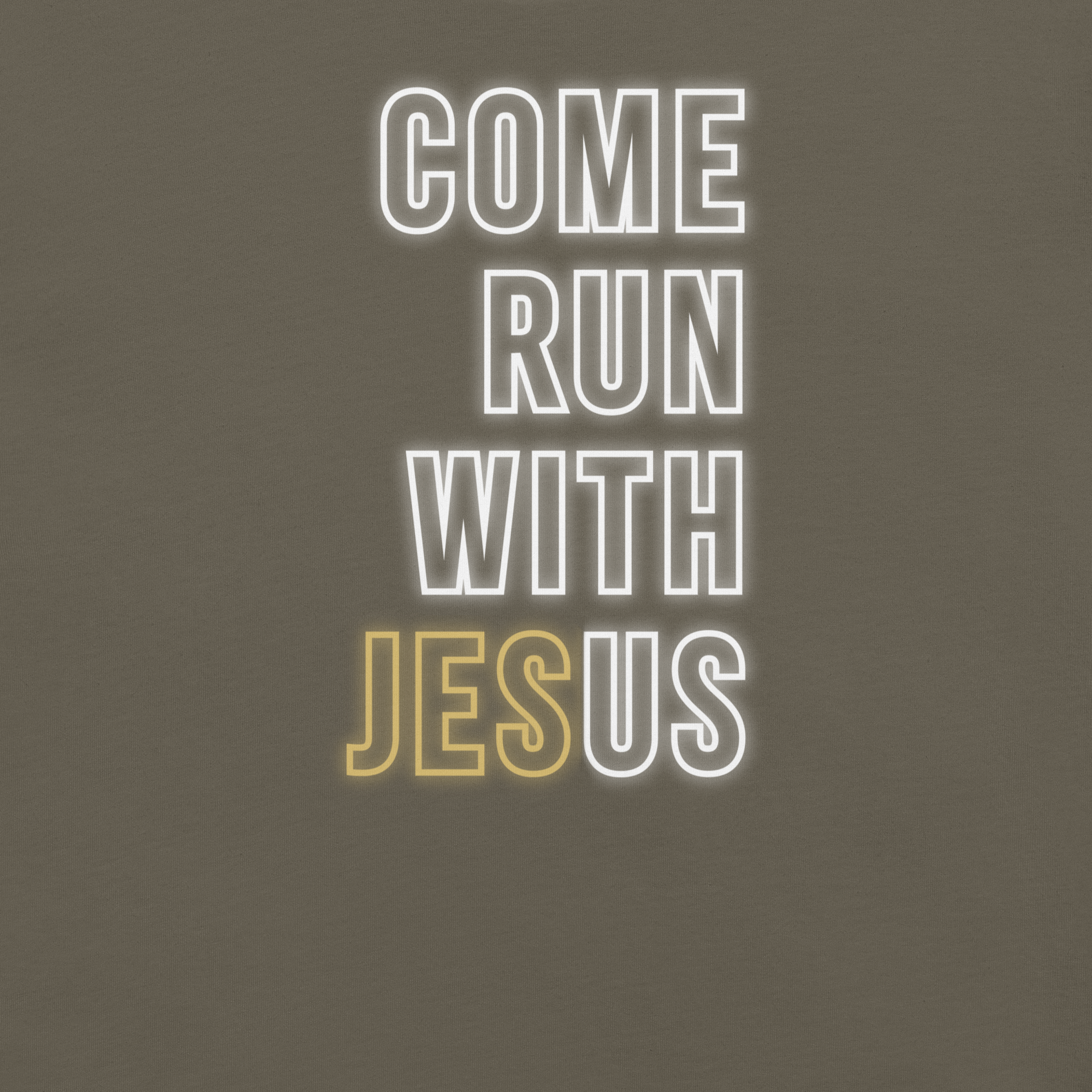 Come Run With Jesus Gold Christian T-Shirt