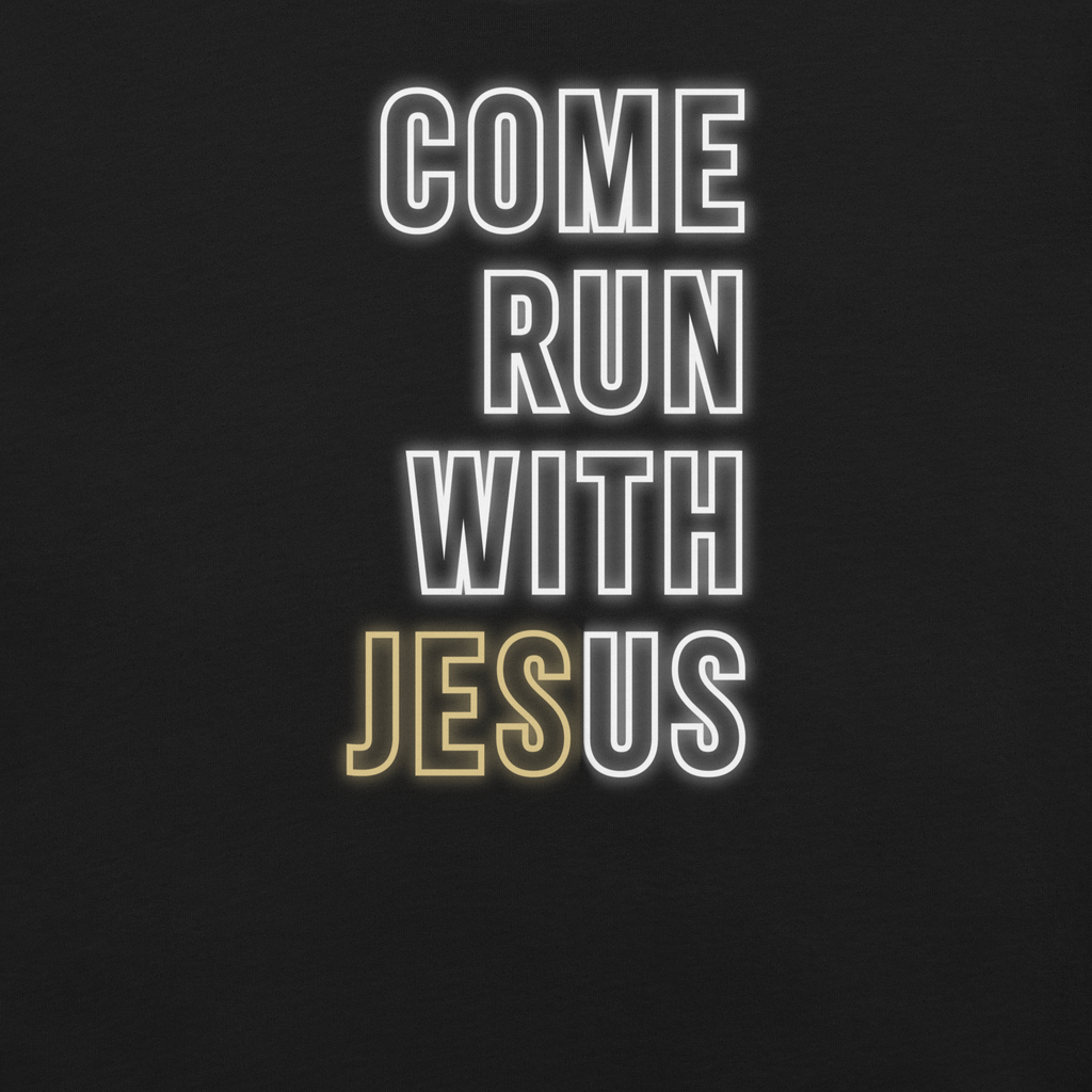 Come Run With Jesus Gold Christian T-Shirt
