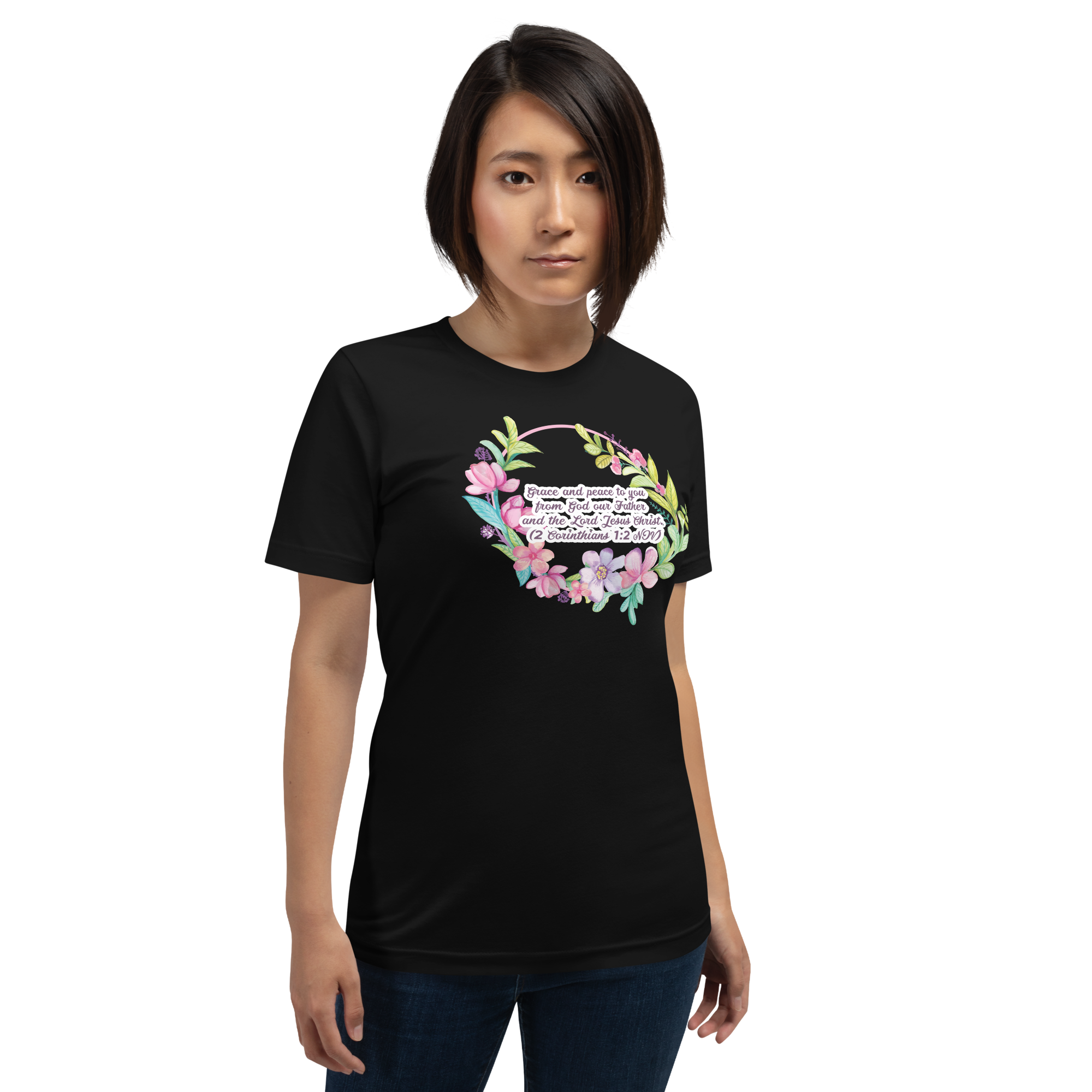 Grace & Peace Blooms: 2 Corinthians 1:2 Christian T-Shirt