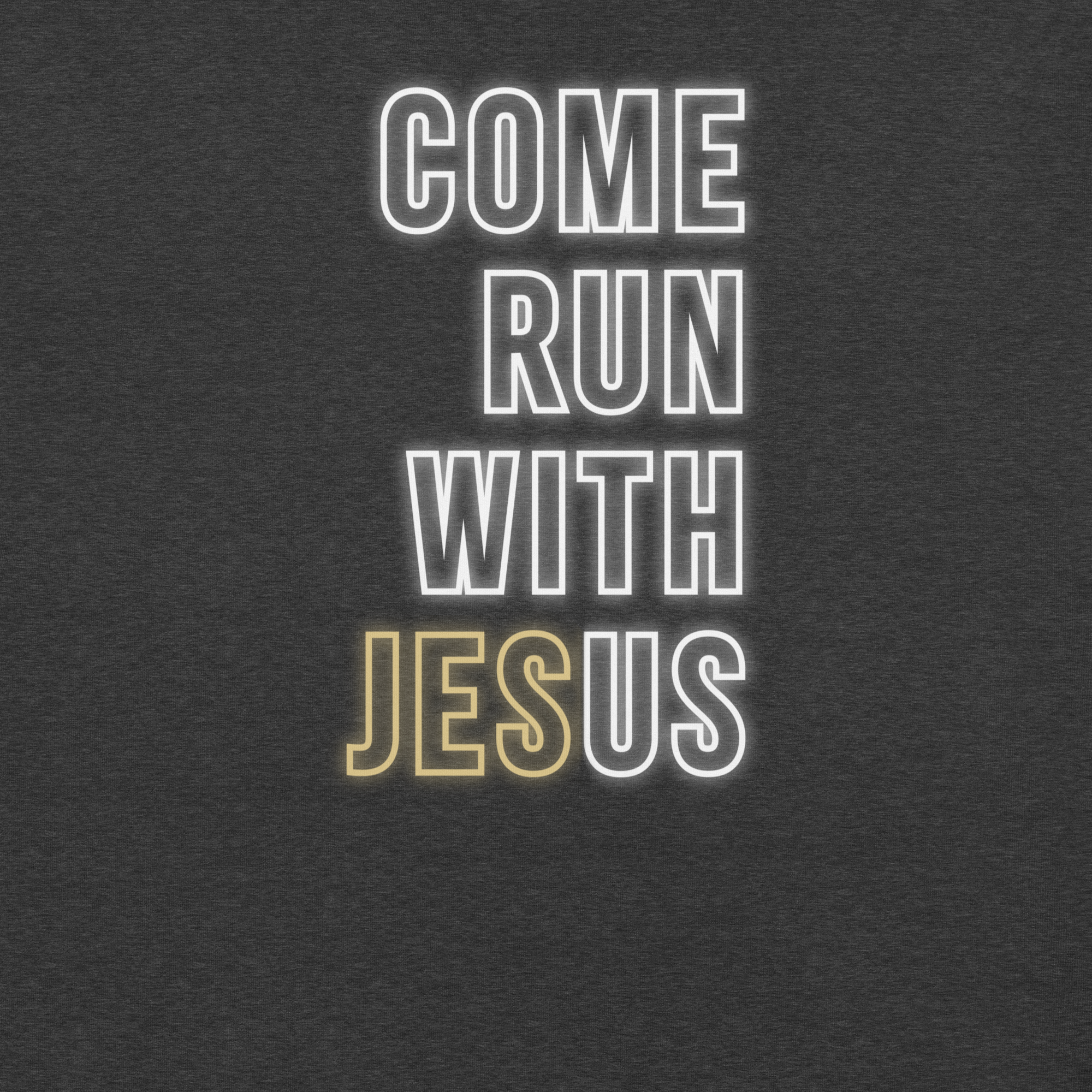 Come Run With Jesus Gold Christian T-Shirt