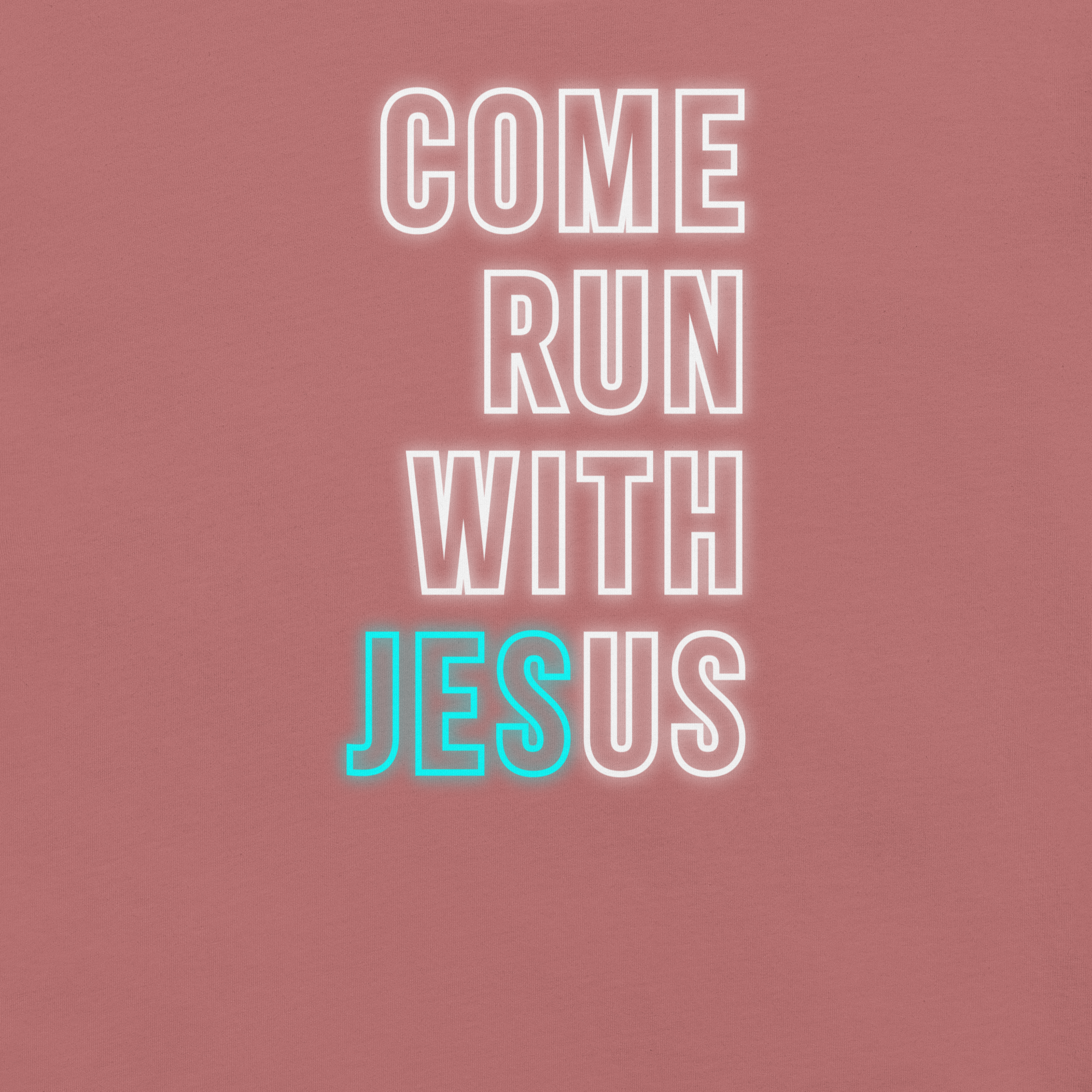 Come Run With Jesus Neon Blue Christian T-Shirt