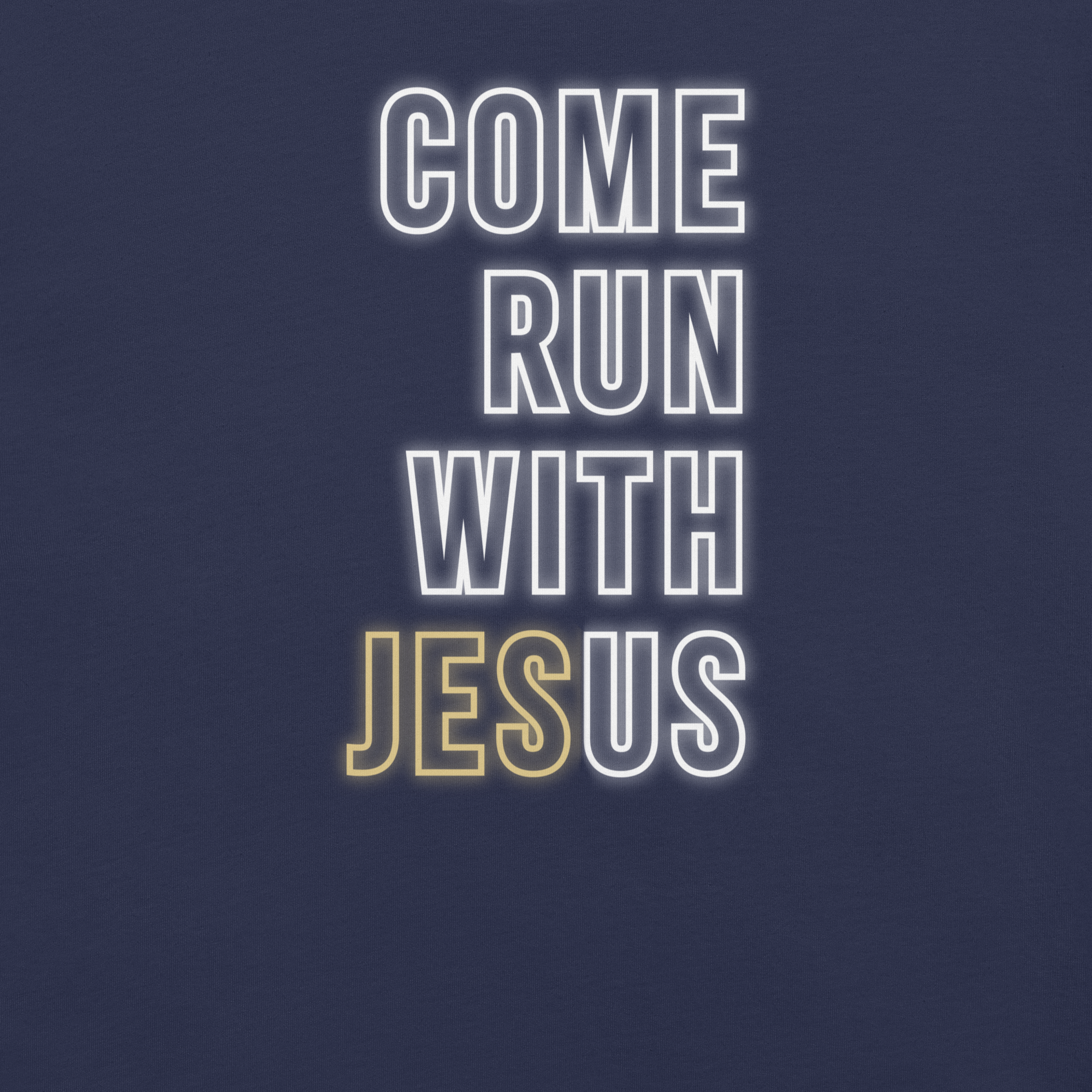 Come Run With Jesus Gold Christian T-Shirt