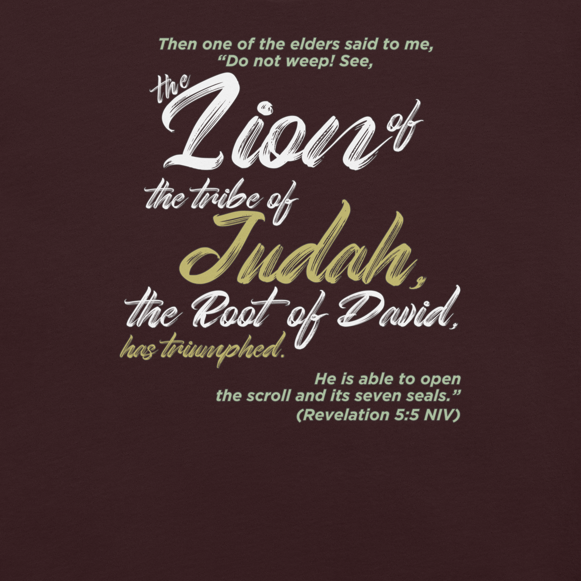 Lion of Judah & Root of David: Revelation 5:5 Christian T-Shirt